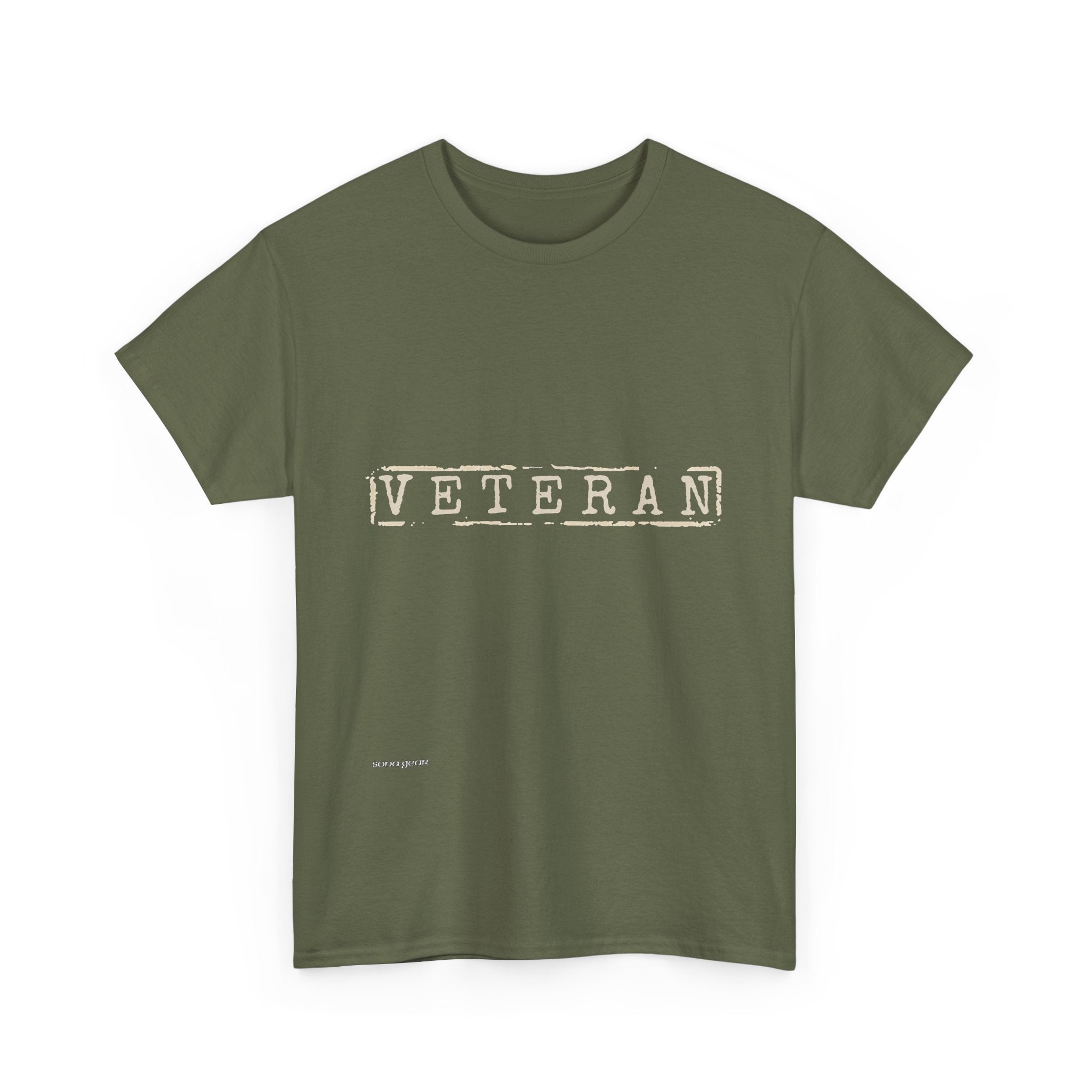 Veteran stamped text Tee | Military tribute, minimalist white shirt