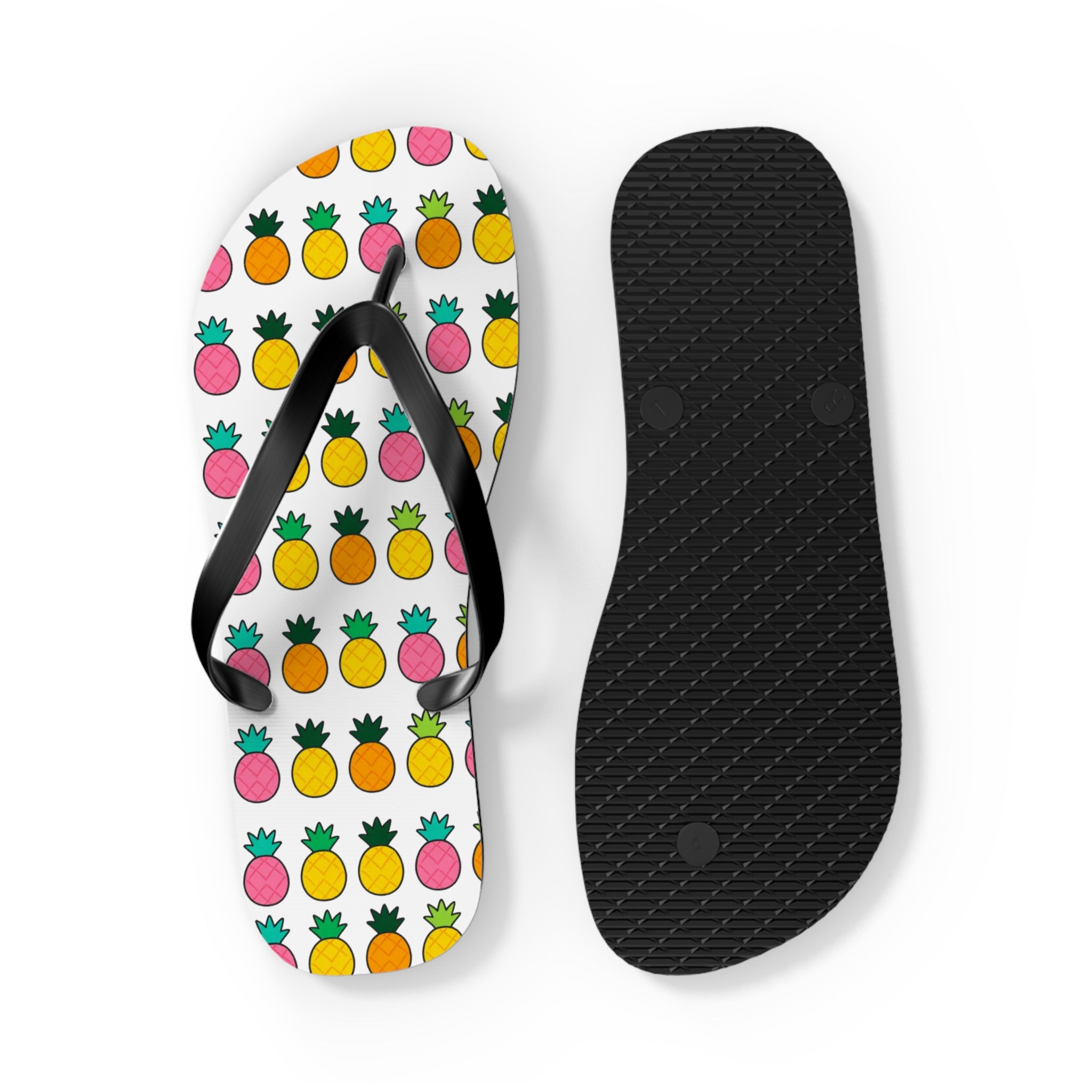 Pineapple Pattern Flip Flops — Colorful Tropical Beach Sandals