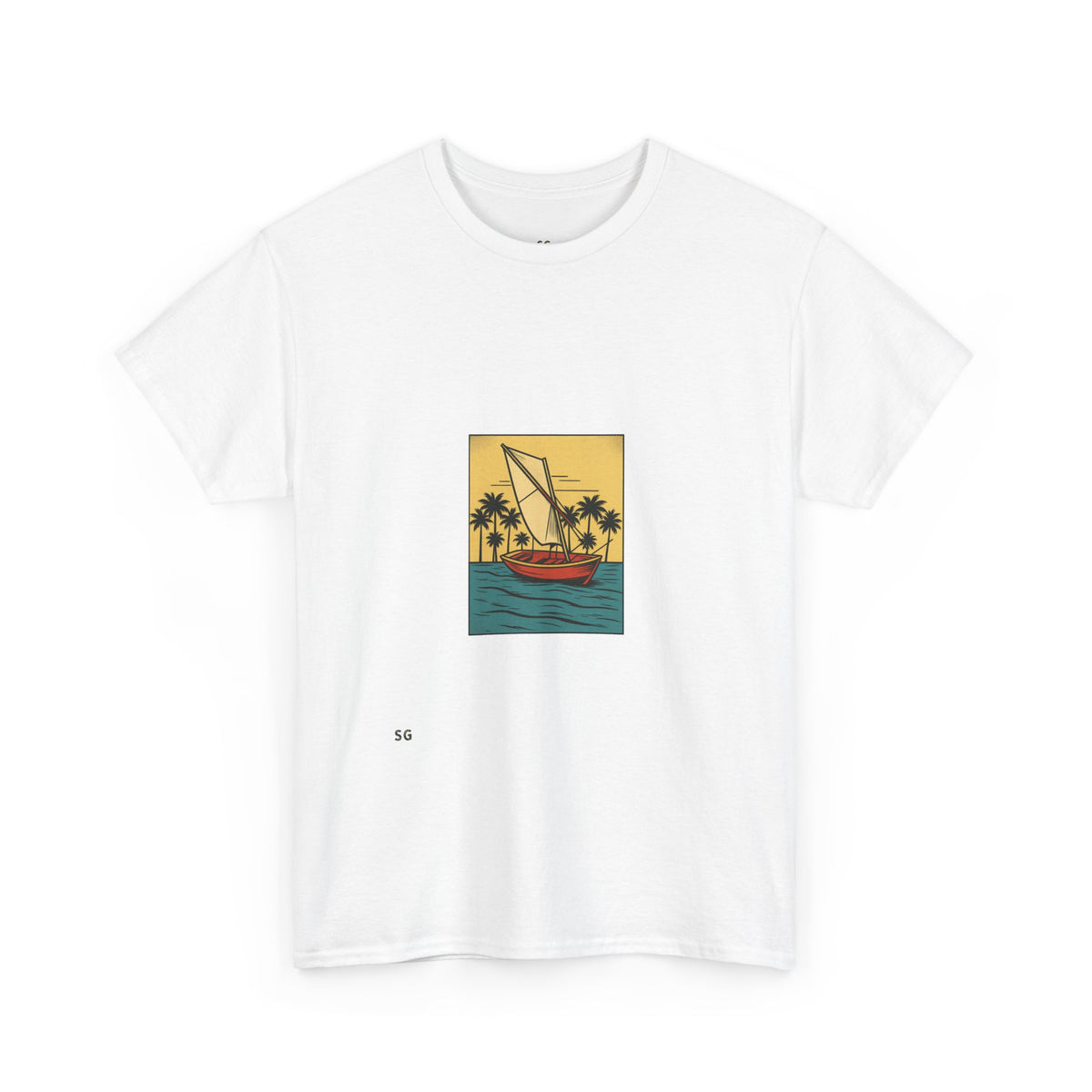 Sailboat Sunset T‑Shirt — Tropical Palm Beach Graphic Tee