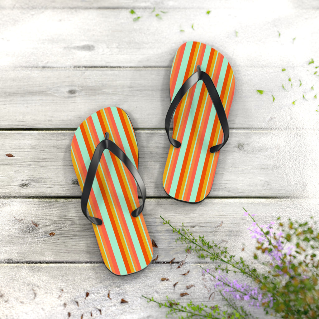Retro Stripe Flip Flops – Colorful Beach Sandals