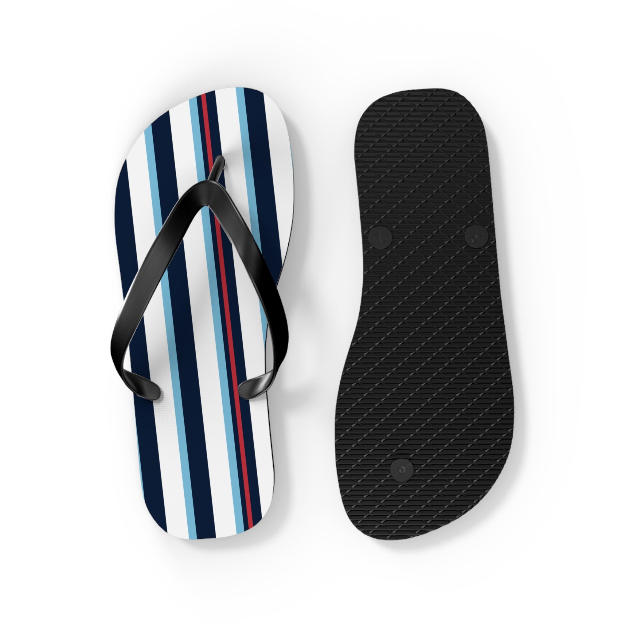 Navy & Red Striped Flip Flops – Beach Sandals with Classic Nautical Stripes