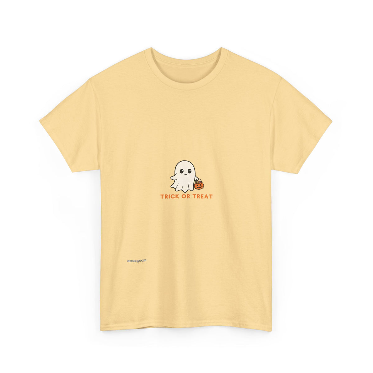 Ghost Trick-or-Treat T-Shirt — Cute Halloween Tee with Pumpkin Candy Bag