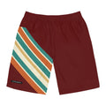 Retro Stripe Board Shorts — Men's Maroon Surf Trunks