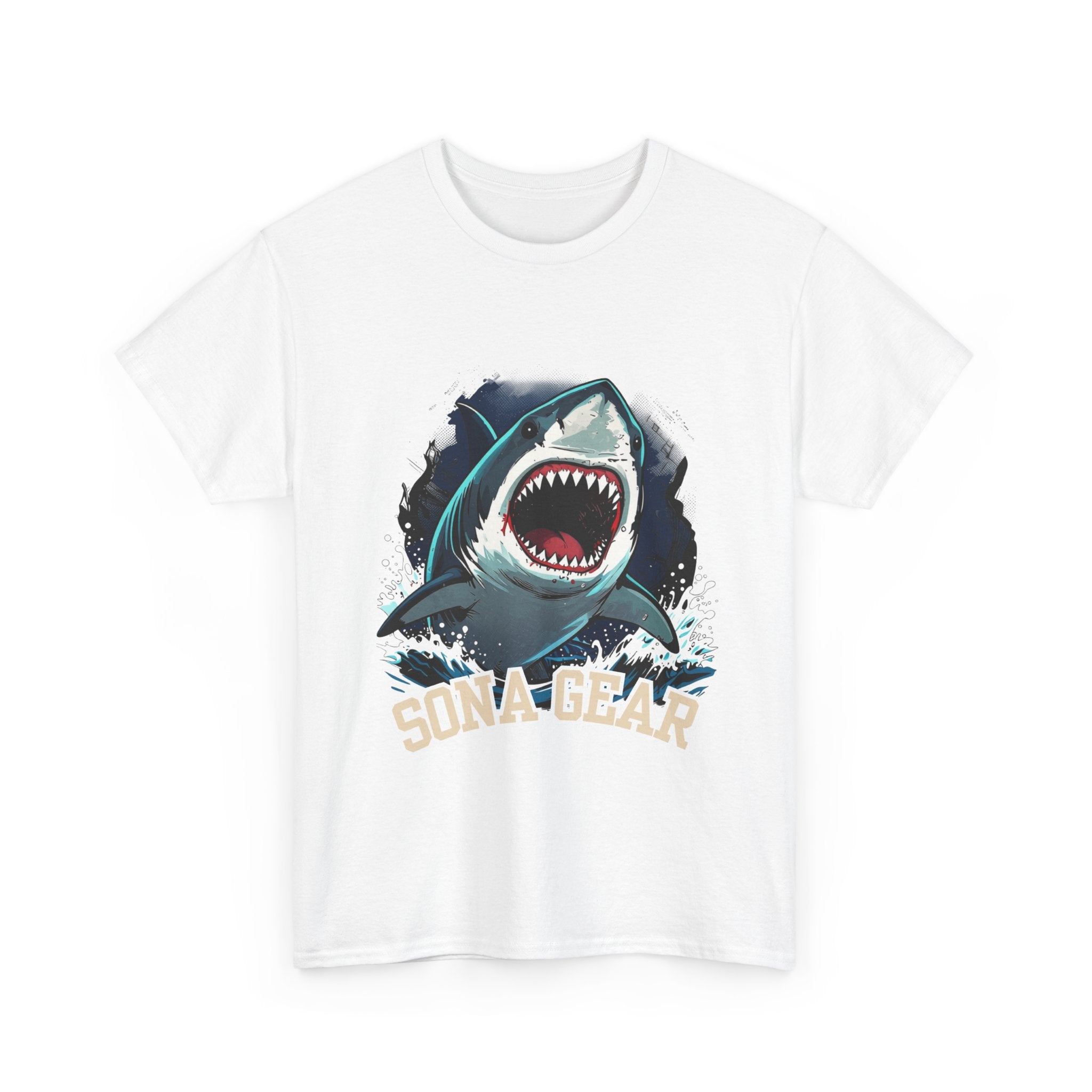 Great White Shark Illustration T-Shirt | Shark Bite Graphic Tee