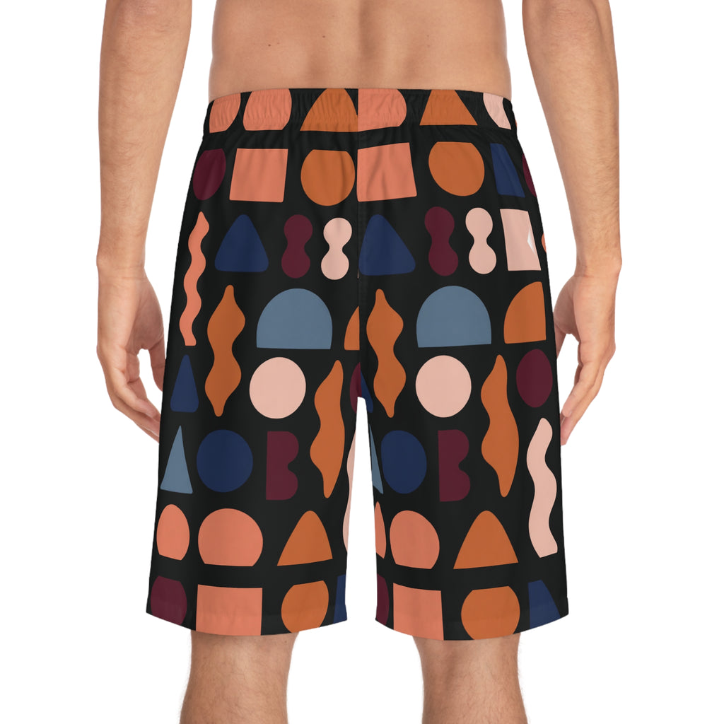 Copy of Copy of Retro Stripe Board Shorts — Men's Maroon Surf Trunks