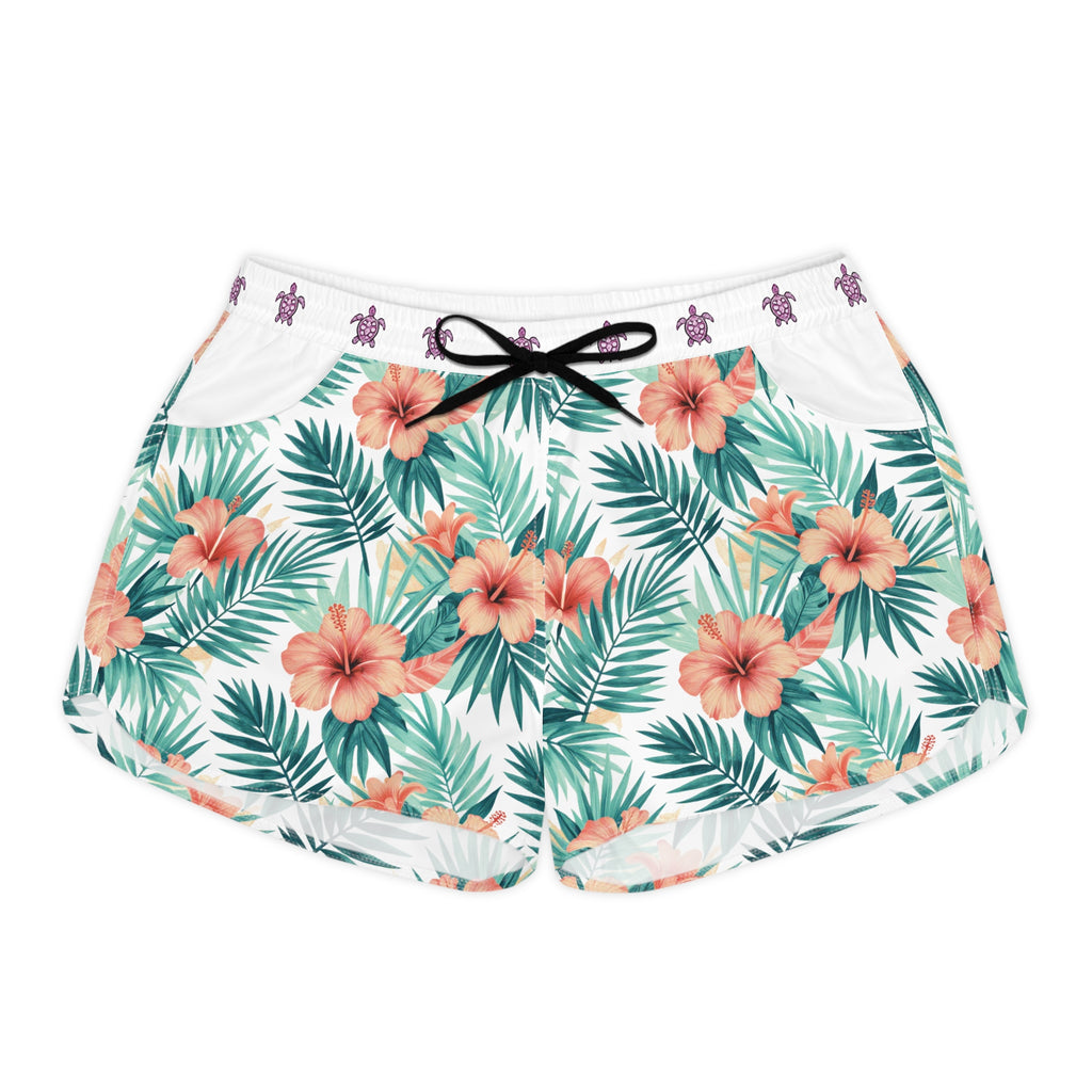 Tropical Hibiscus Women's Casual Shorts — Floral Beach AOP Lounge Shorts