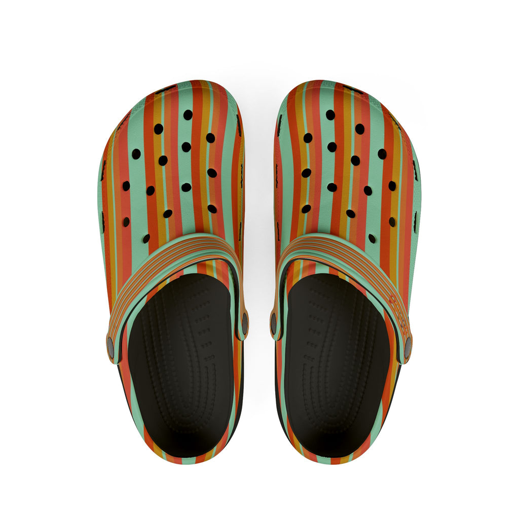 Striped Summer Clogs — Colorful Orange & Mint EVA Foam Shoes