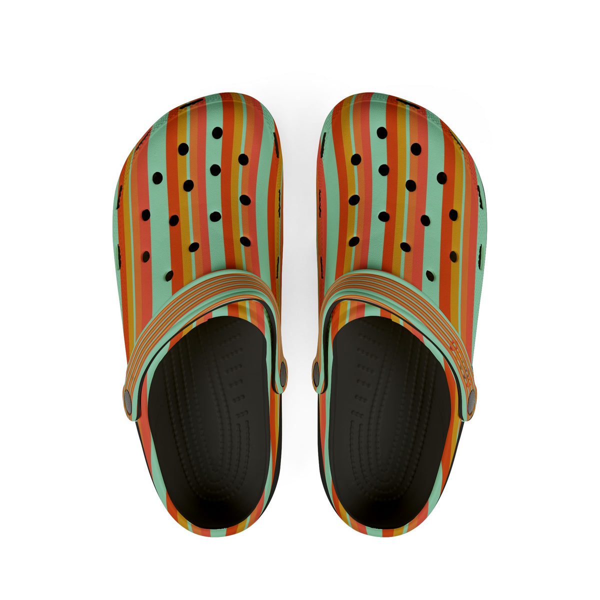Striped Summer Clogs — Colorful Orange & Mint EVA Foam Shoes