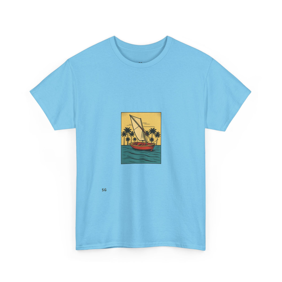 Sailboat Sunset T‑Shirt — Tropical Palm Beach Graphic Tee