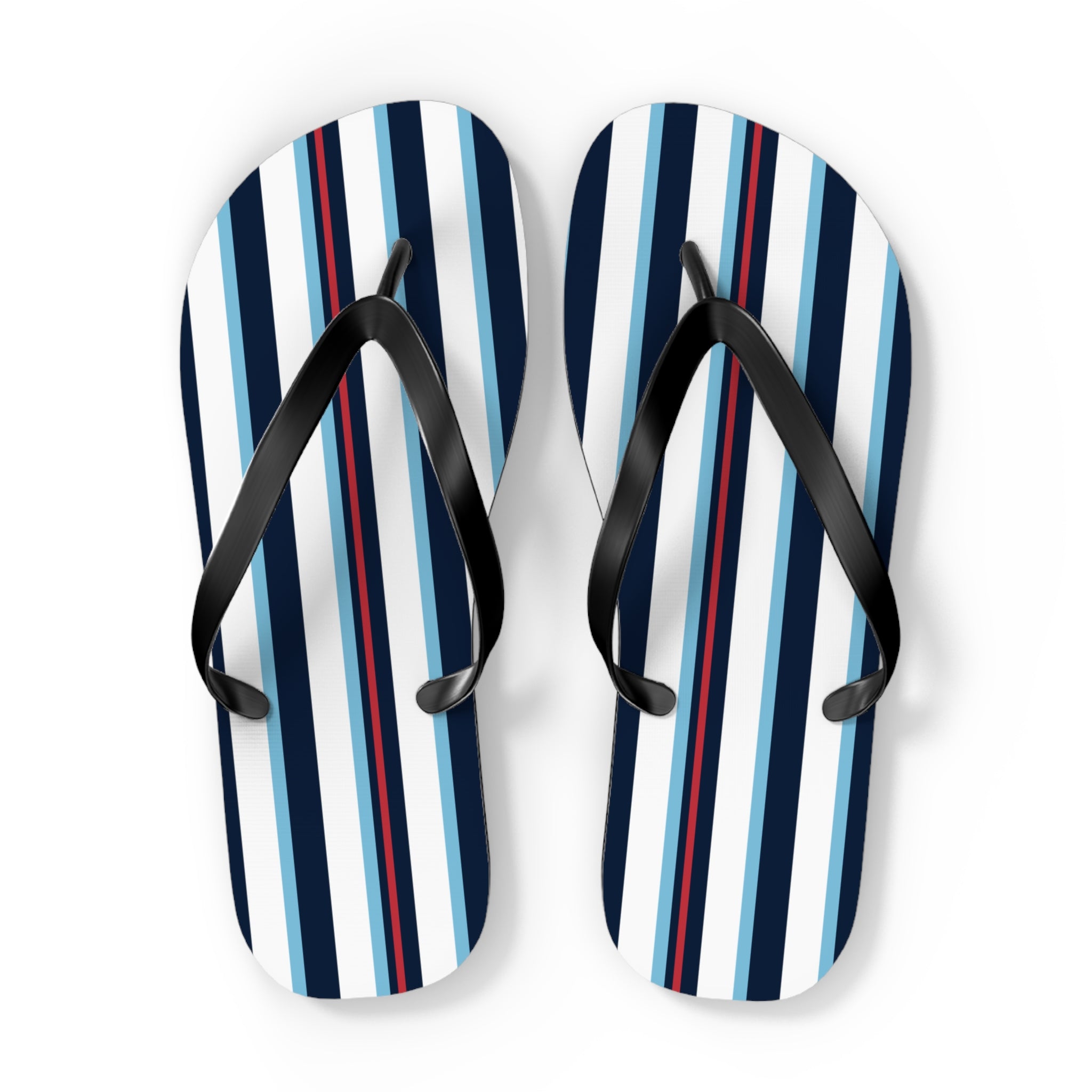 Navy & Red Striped Flip Flops – Beach Sandals with Classic Nautical Stripes