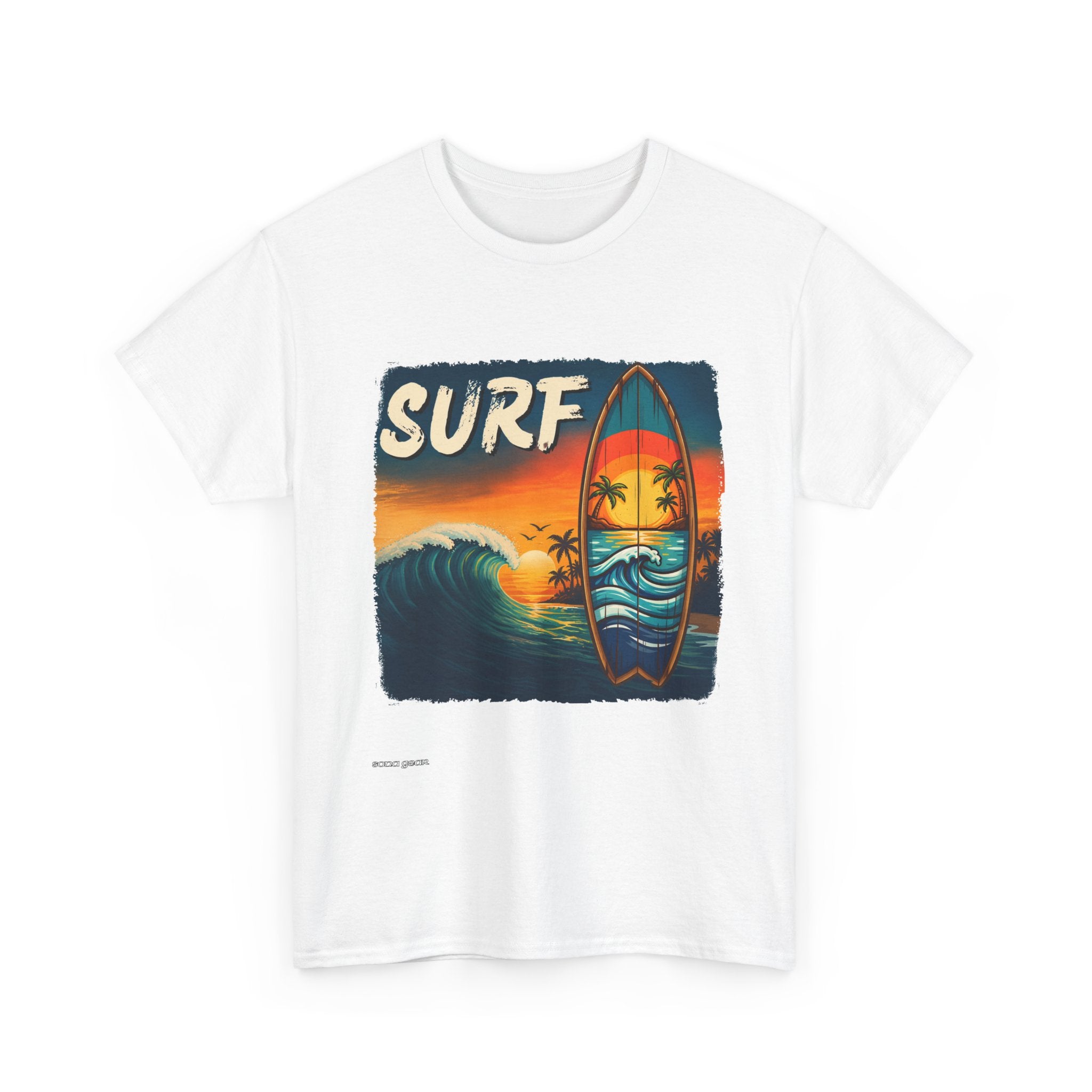 Sunset Surfboard Wave T-Shirt | Retro Surf Graphic Tee