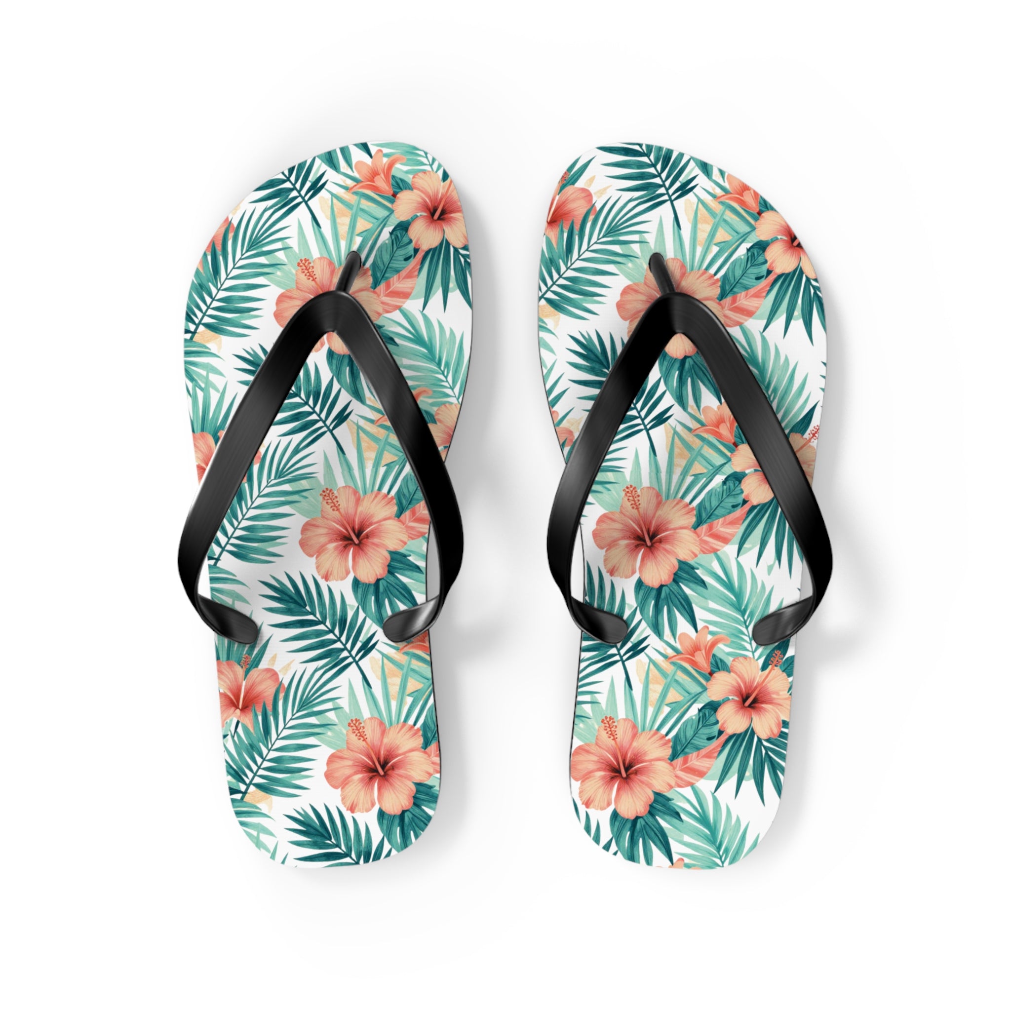 Tropical Hibiscus Flip Flops — Floral Palm Beach Sandals
