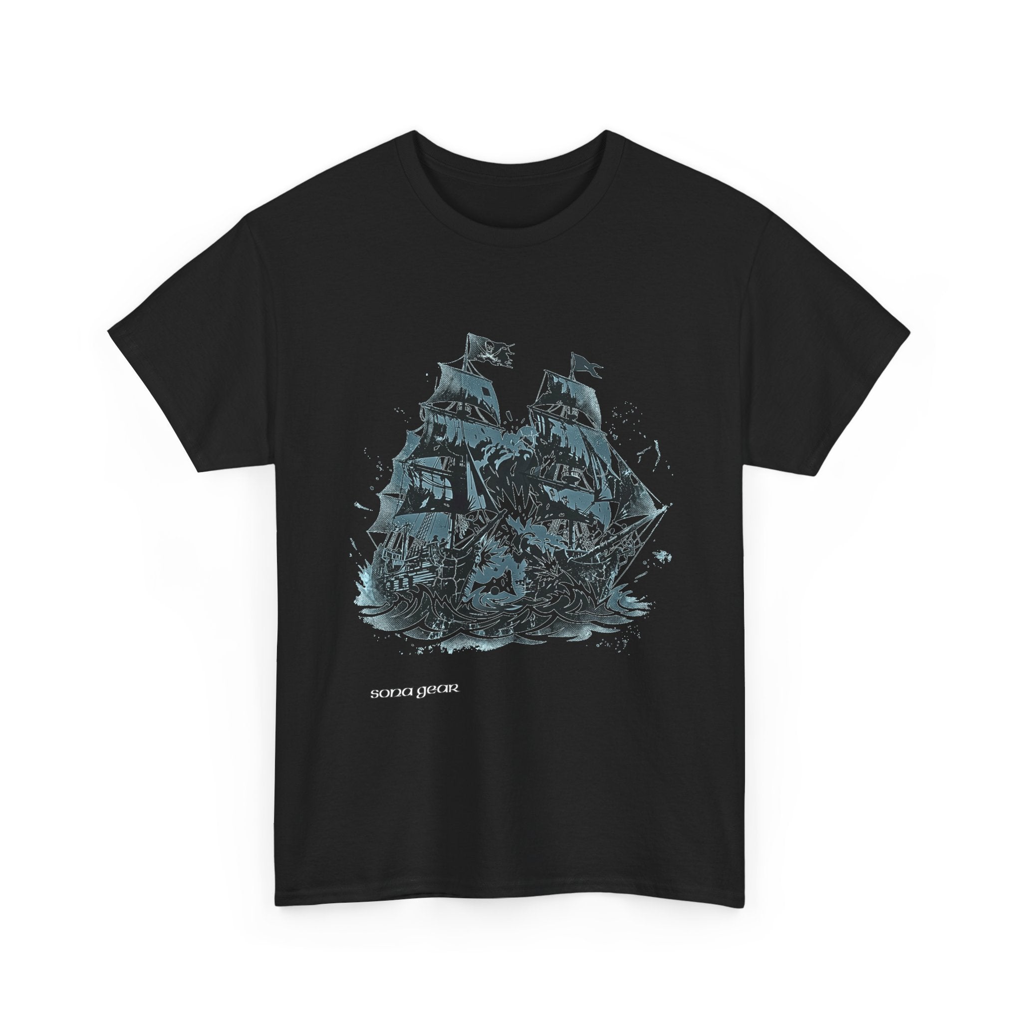Sailing Ship Skull Tee | Pirate Ship Illustration, Nautical Ocean Design