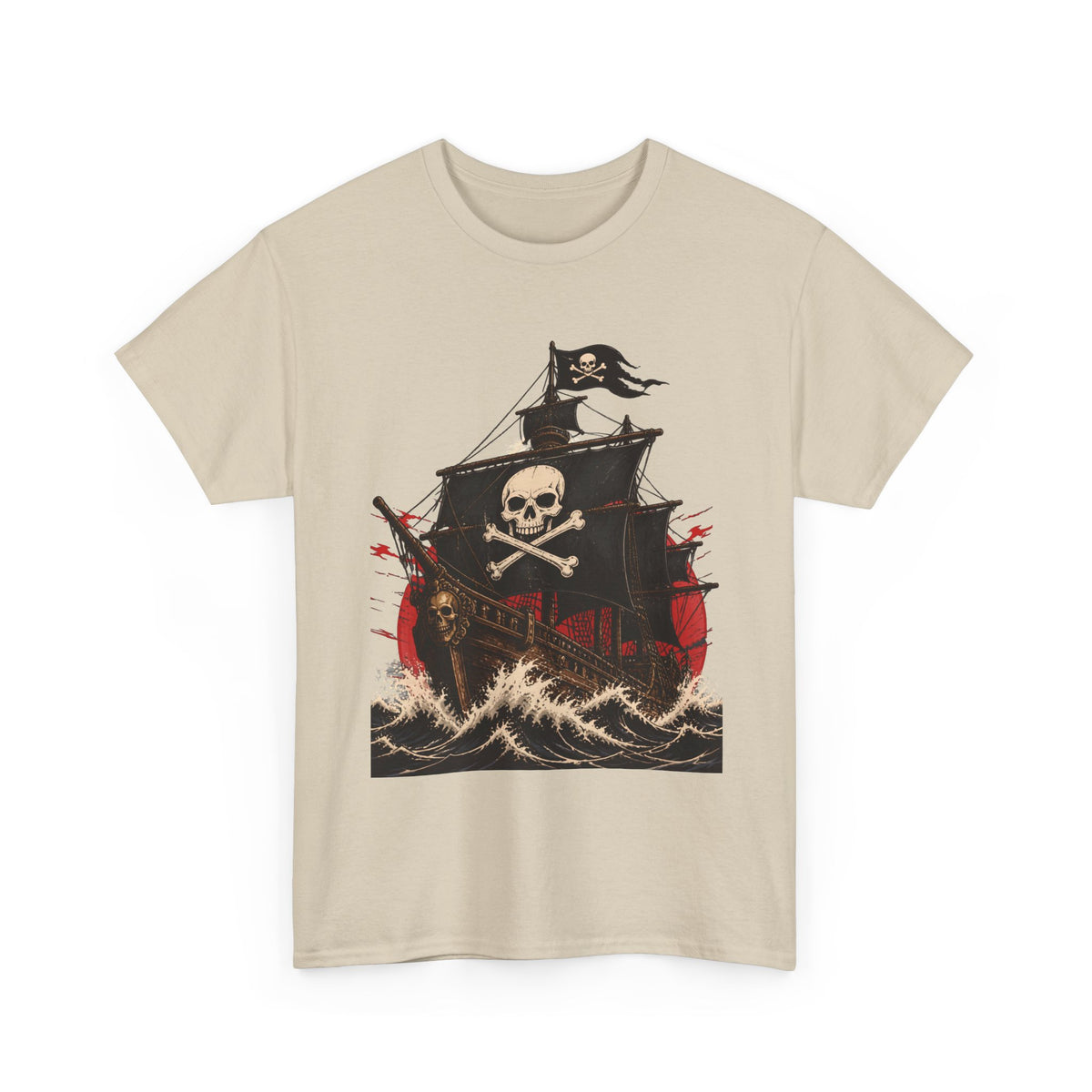 Skull & Crossbones Pirate Ship Tee | Sailing Skull Ship Graphic Shirt