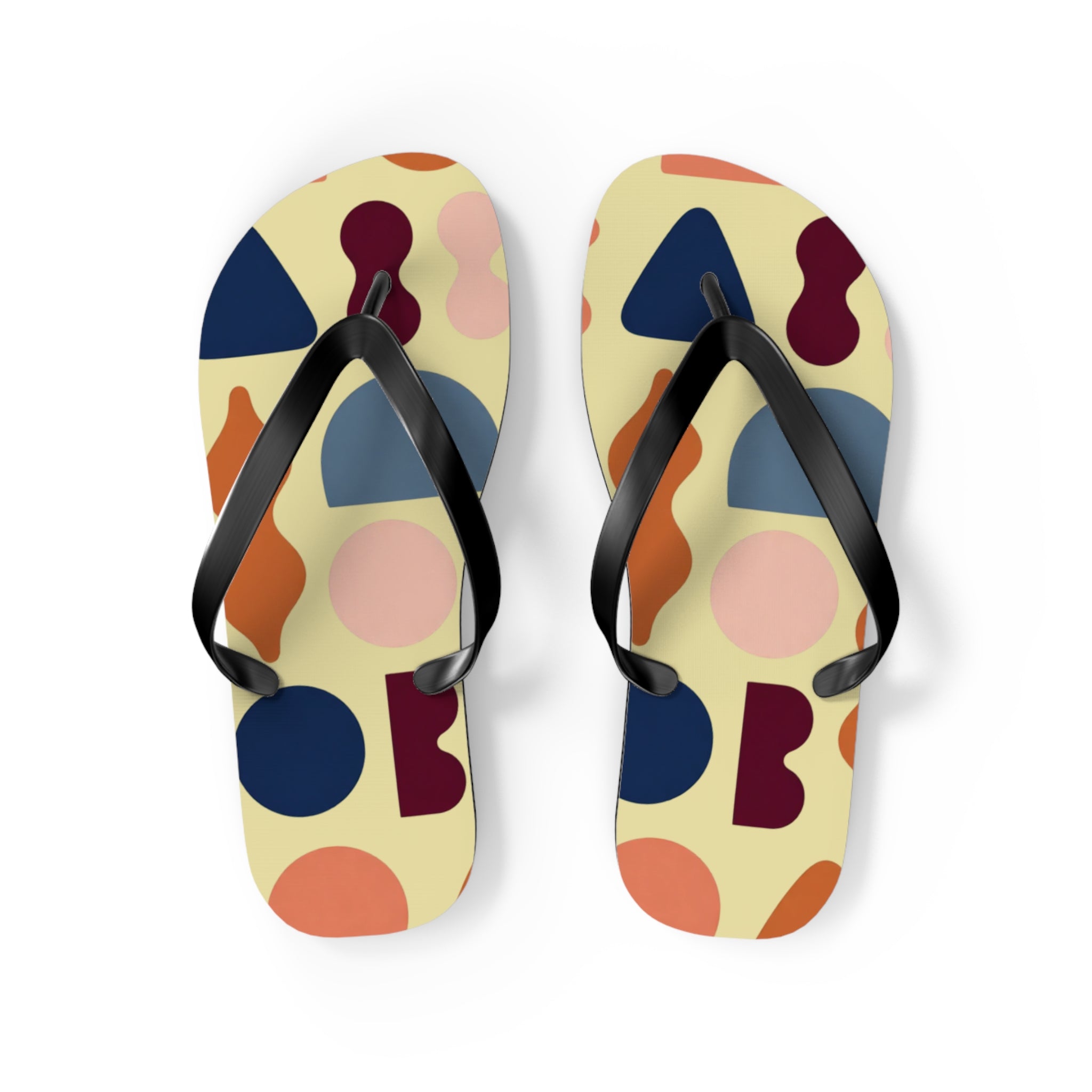 Abstract Colorblock Flip Flops – Retro Geometric Summer Sandals