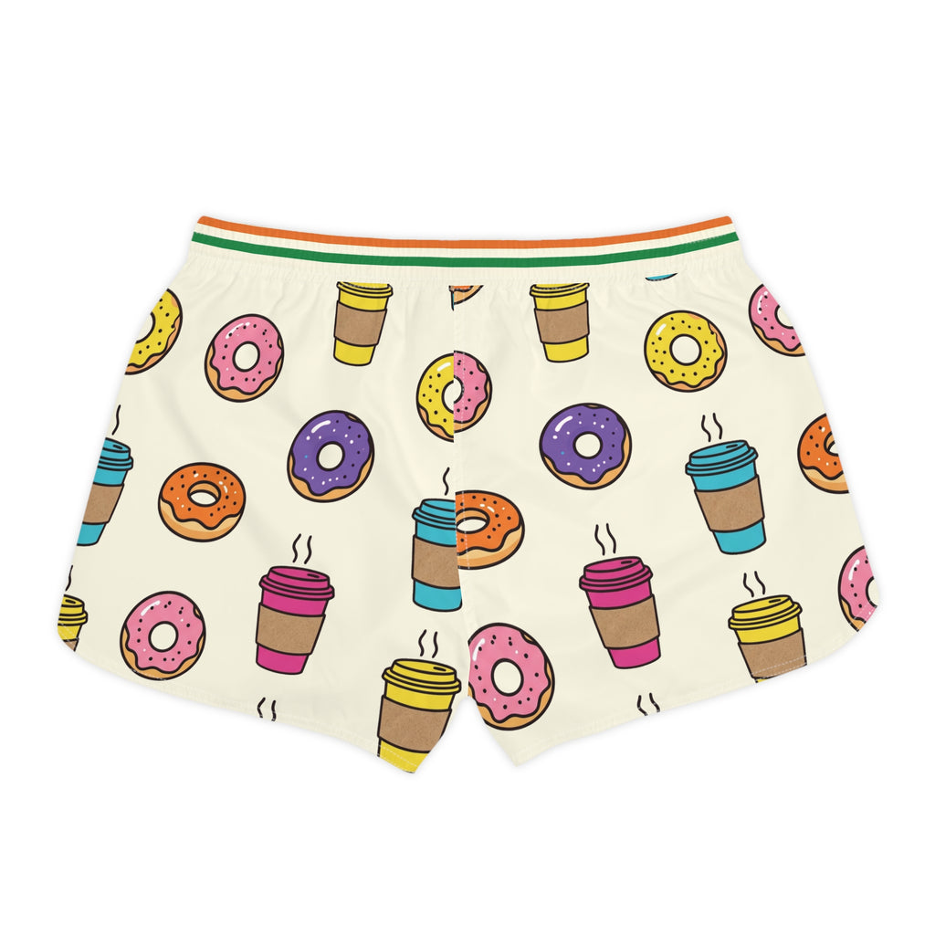 Donut & Coffee Print Women's Casual Shorts — Cute Breakfast Lounge Shorts