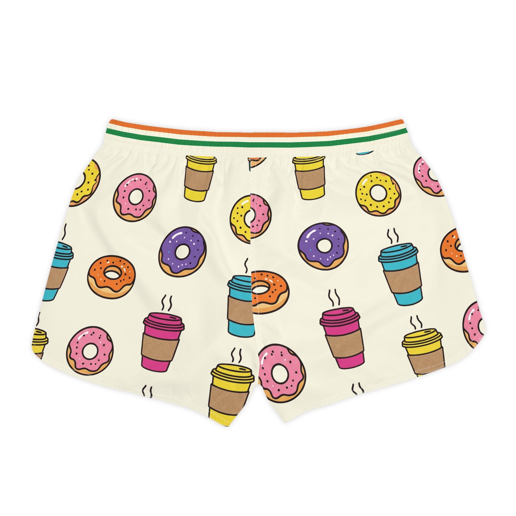 Donut & Coffee Print Women's Casual Shorts — Cute Breakfast Lounge Shorts