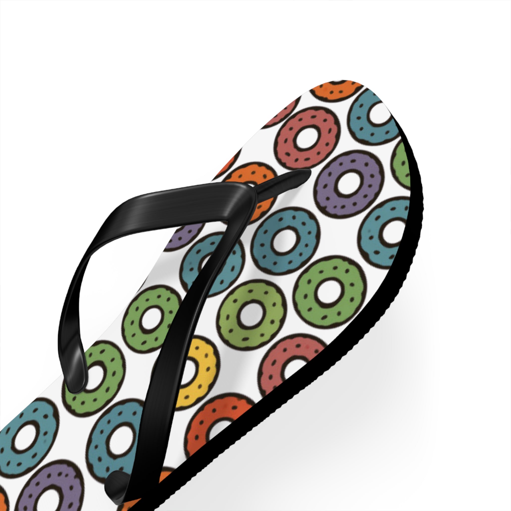 Donut Pattern Flip Flops — Colorful Retro Pool & Beach Sandals