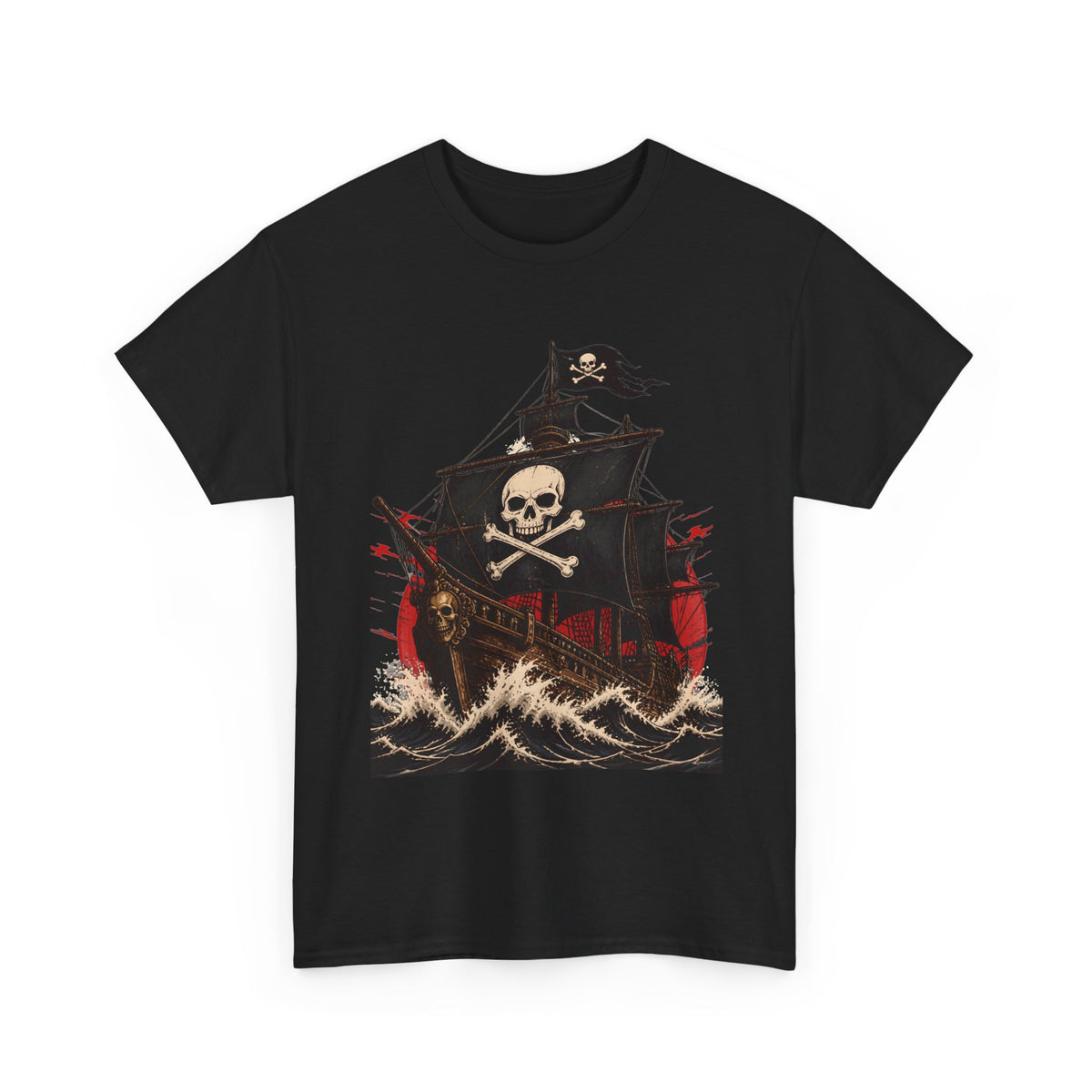 Skull & Crossbones Pirate Ship Tee | Sailing Skull Ship Graphic Shirt