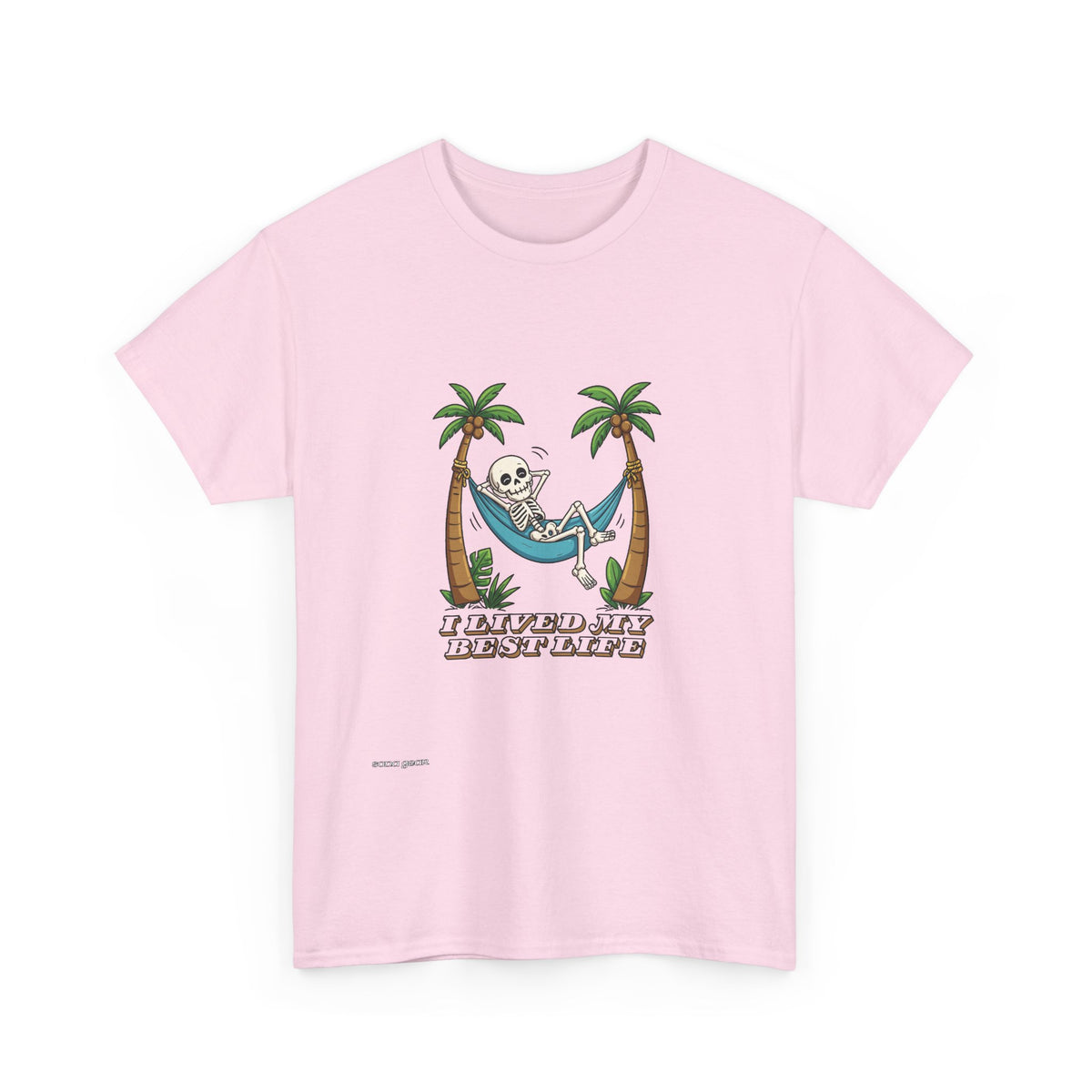 Skull Relaxing in Hammock T-Shirt — "I Served My Duty Now I Rest" Tropical Veteran Tee