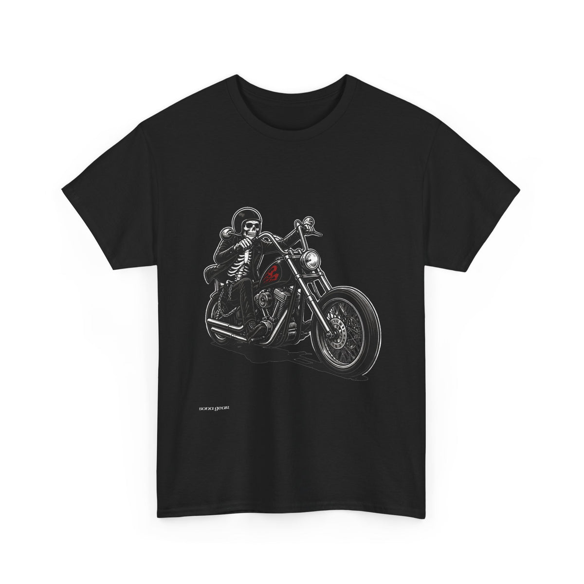 Skeleton Biker Motorcycle Tee | Skull Rider Graphic T-Shirt