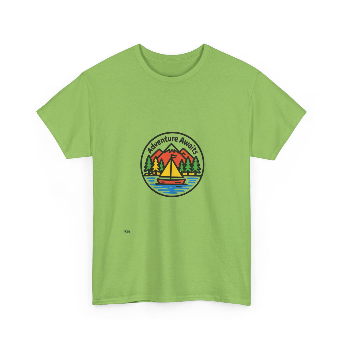 Adventure Awaits T-Shirt – Outdoor Camping Sailboat Patch Tee