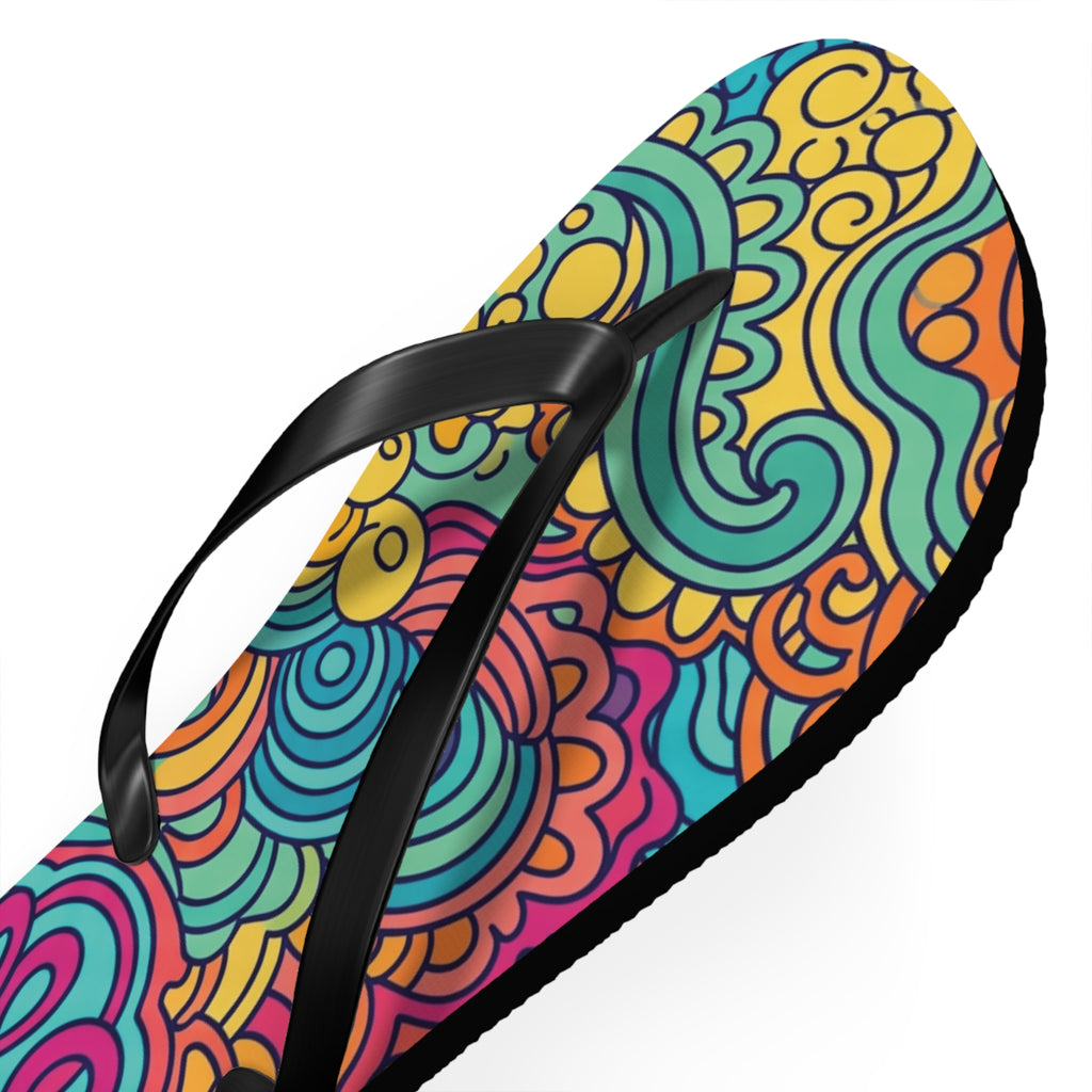 Colorful Swirl Flip Flops — Vibrant Abstract Beach Sandals