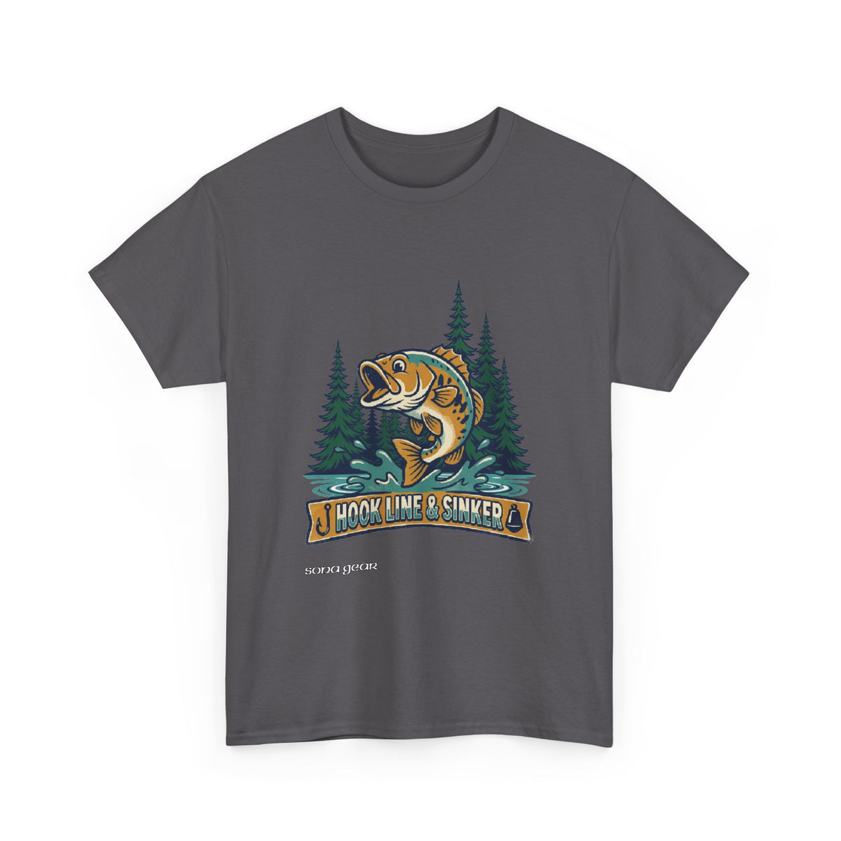 Hook Line & Sinker Fish Design Tee | Fishing Bass River Trees Outdoors