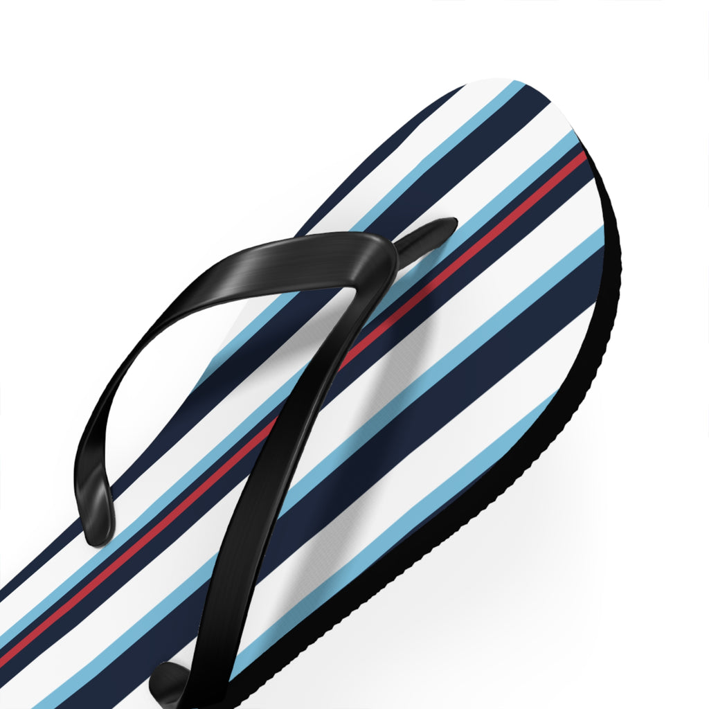 Navy & Red Striped Flip Flops – Beach Sandals with Classic Nautical Stripes