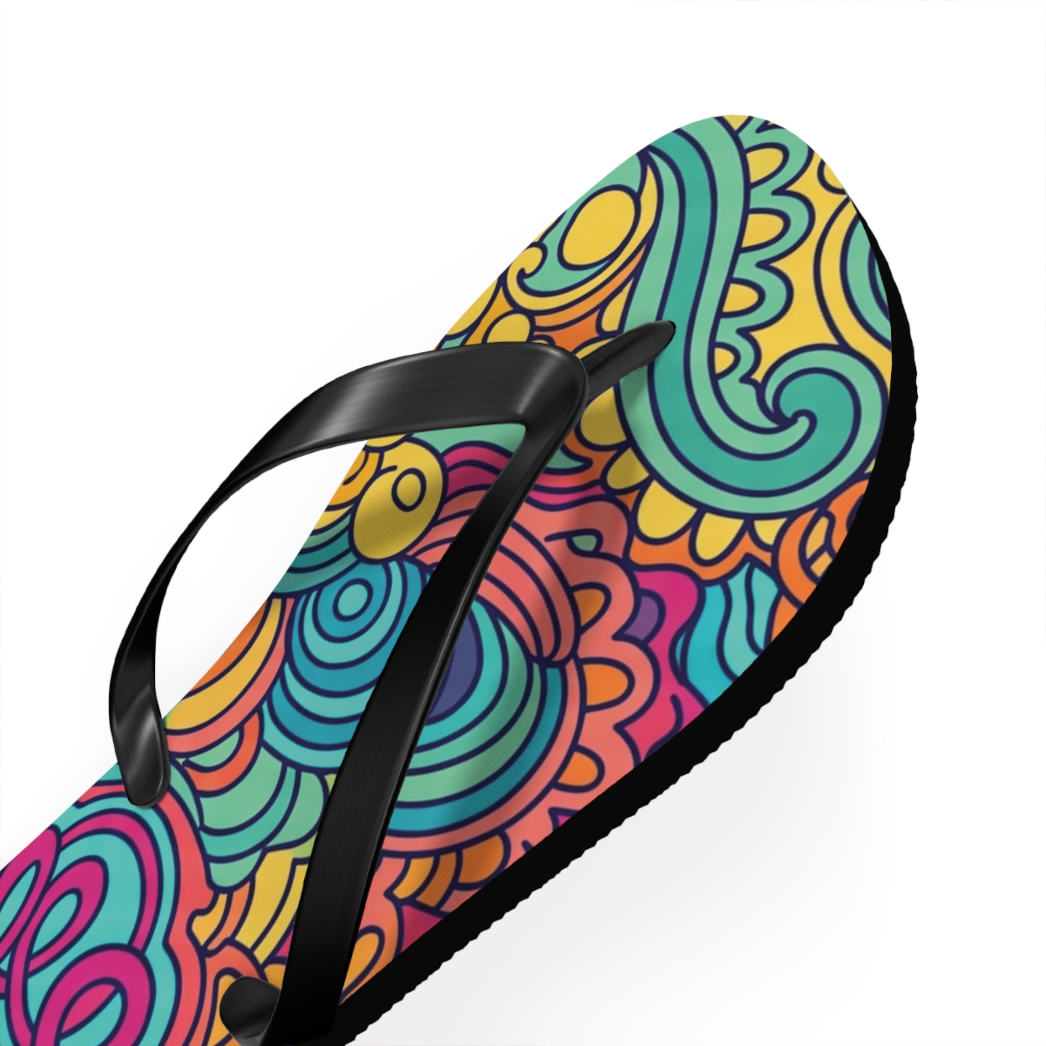 Colorful Swirl Flip Flops — Vibrant Abstract Beach Sandals