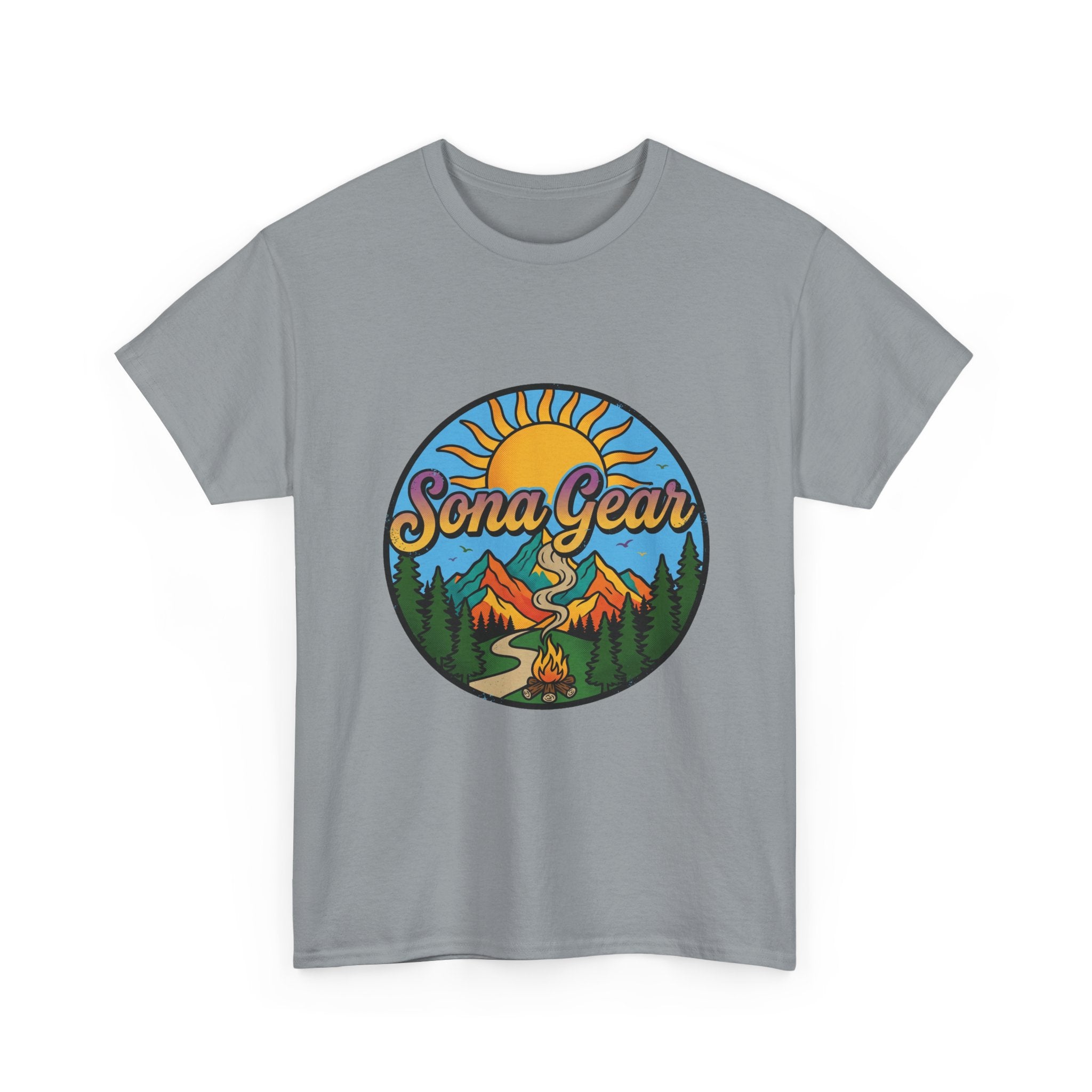 Sona Gear Mountain Campfire Logo Tee | Outdoor Adventure Graphic Shirt