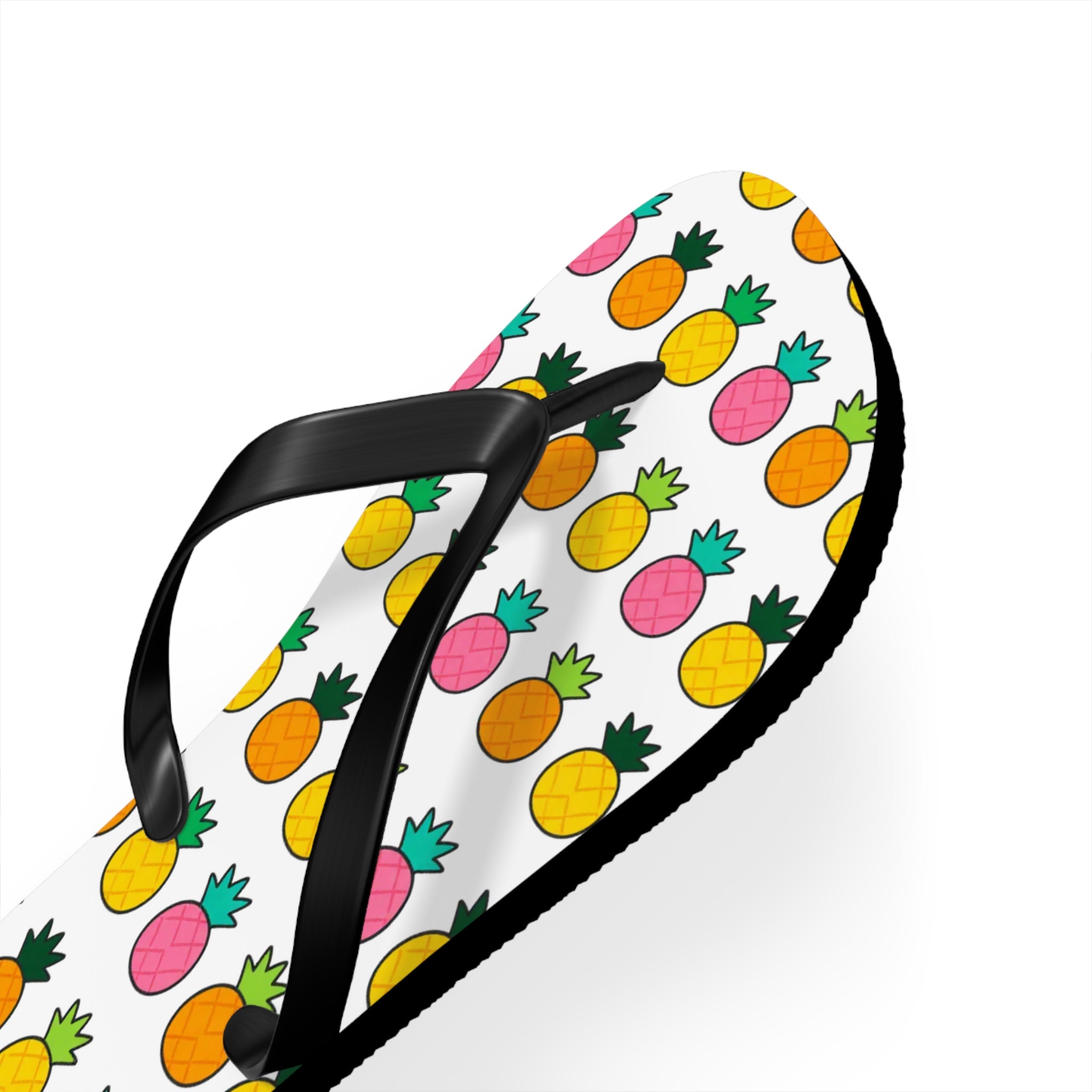 Pineapple Pattern Flip Flops — Colorful Tropical Beach Sandals