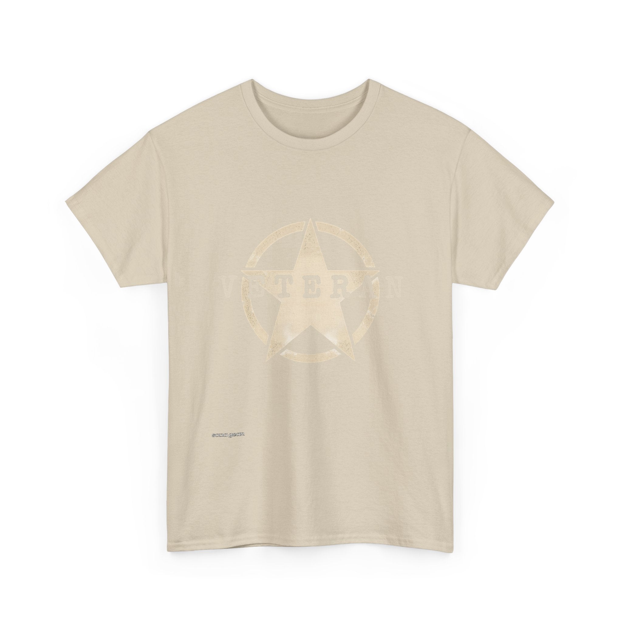 Vintage Star Emblem Tee | Distressed Beige Military Star Design