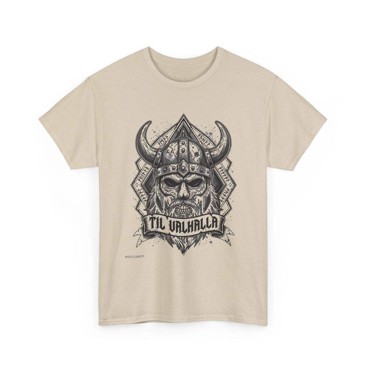 Viking Skull Helmet 'Til Valhalla T-Shirt | Norse Warrior Tee