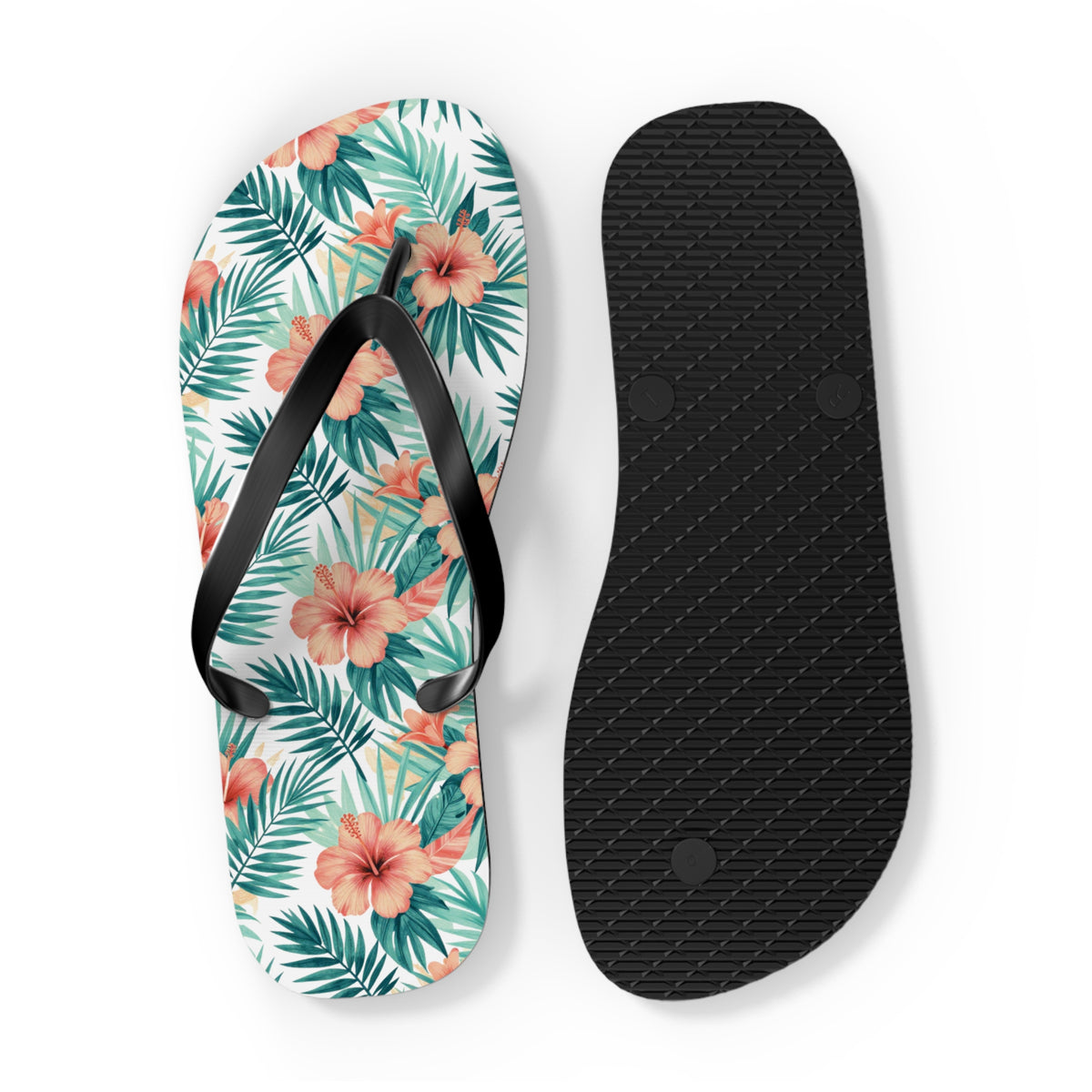 Tropical Hibiscus Flip Flops — Floral Palm Beach Sandals
