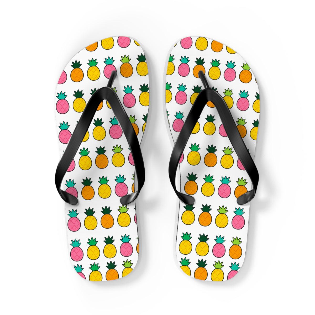Pineapple Pattern Flip Flops — Colorful Tropical Beach Sandals