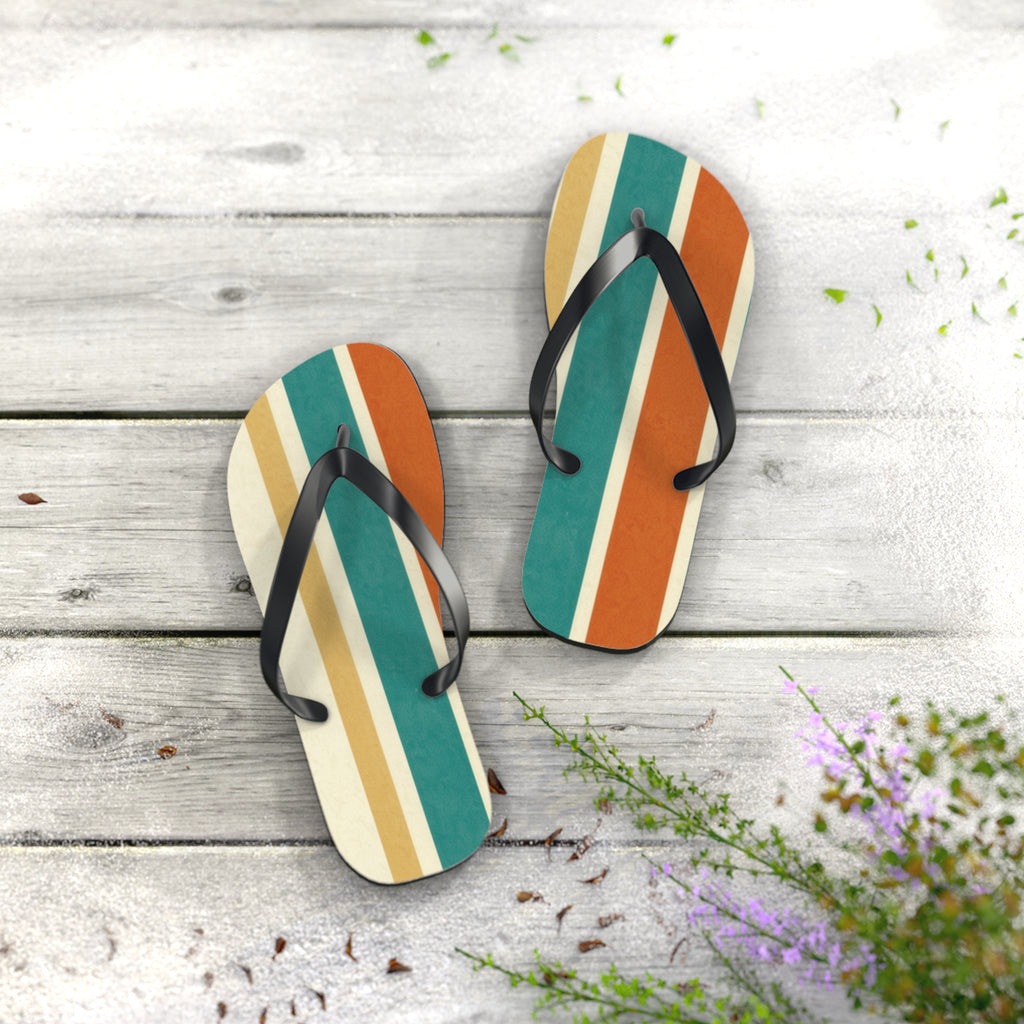 Retro Beach Stripe Flip Flops — Vintage Surf-Inspired Summer Sandals