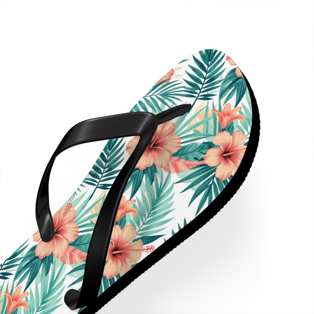 Tropical Hibiscus Flip Flops — Floral Palm Beach Sandals