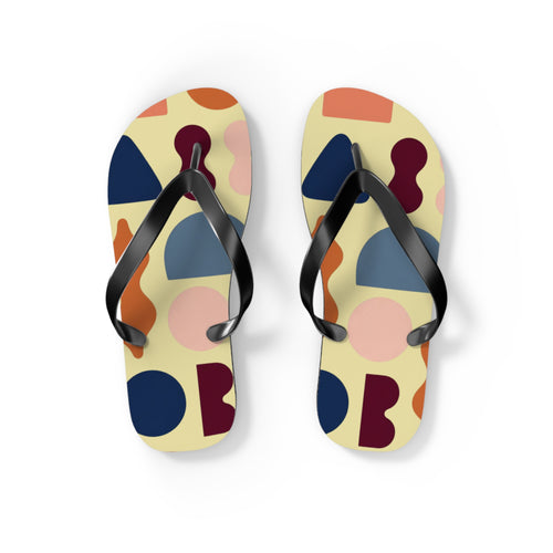 Abstract Colorblock Flip Flops – Retro Geometric Summer Sandals