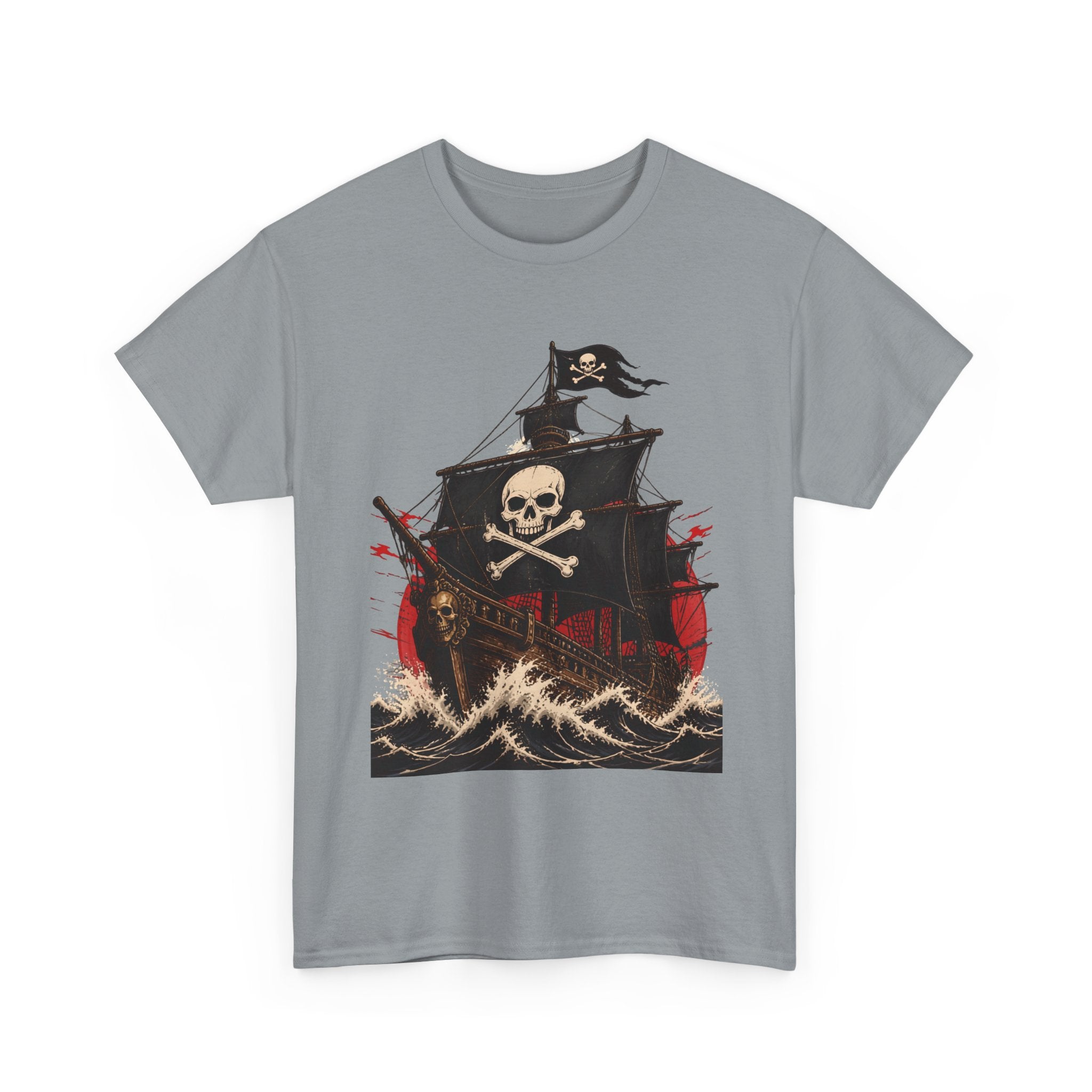 Skull & Crossbones Pirate Ship Tee | Sailing Skull Ship Graphic Shirt