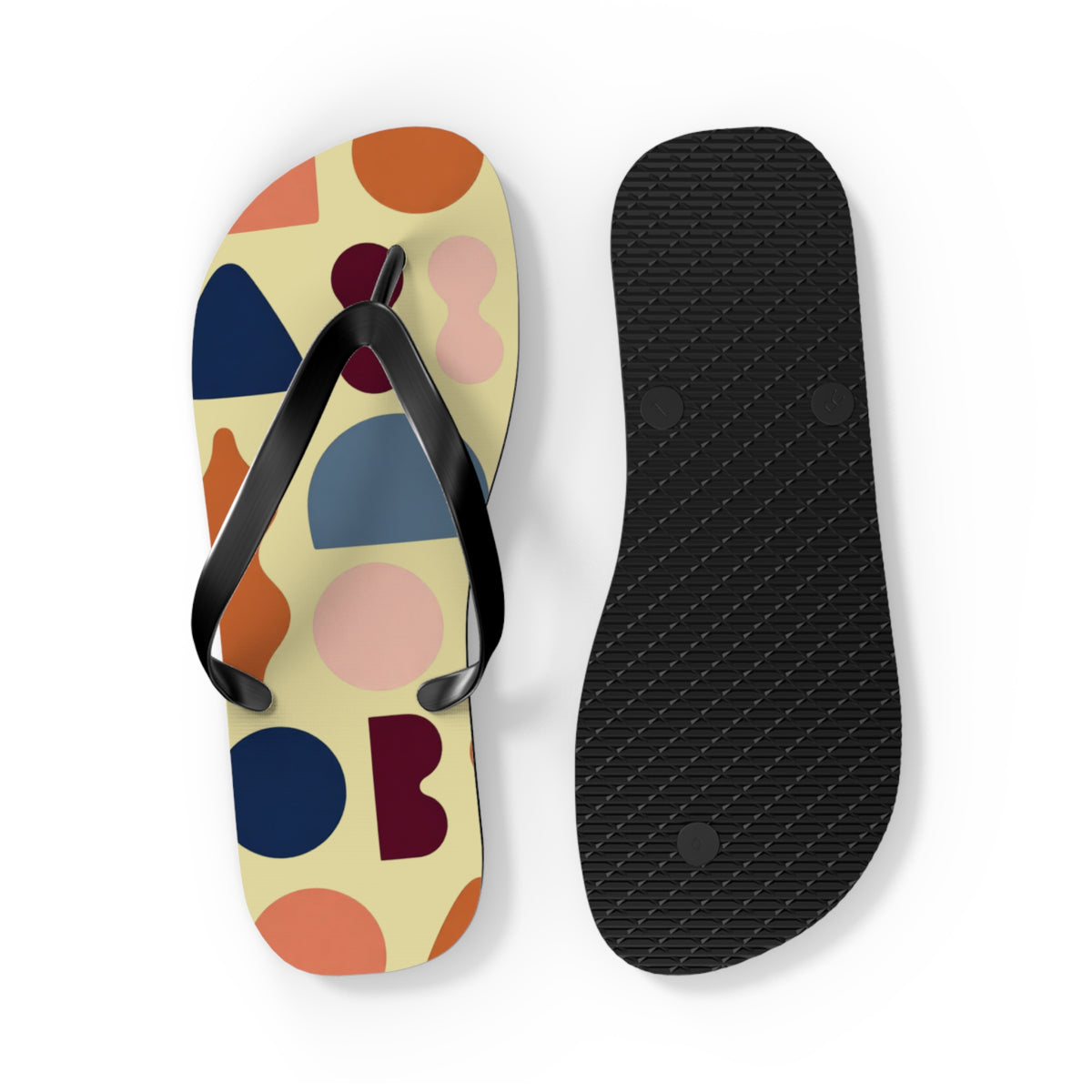 Abstract Colorblock Flip Flops – Retro Geometric Summer Sandals
