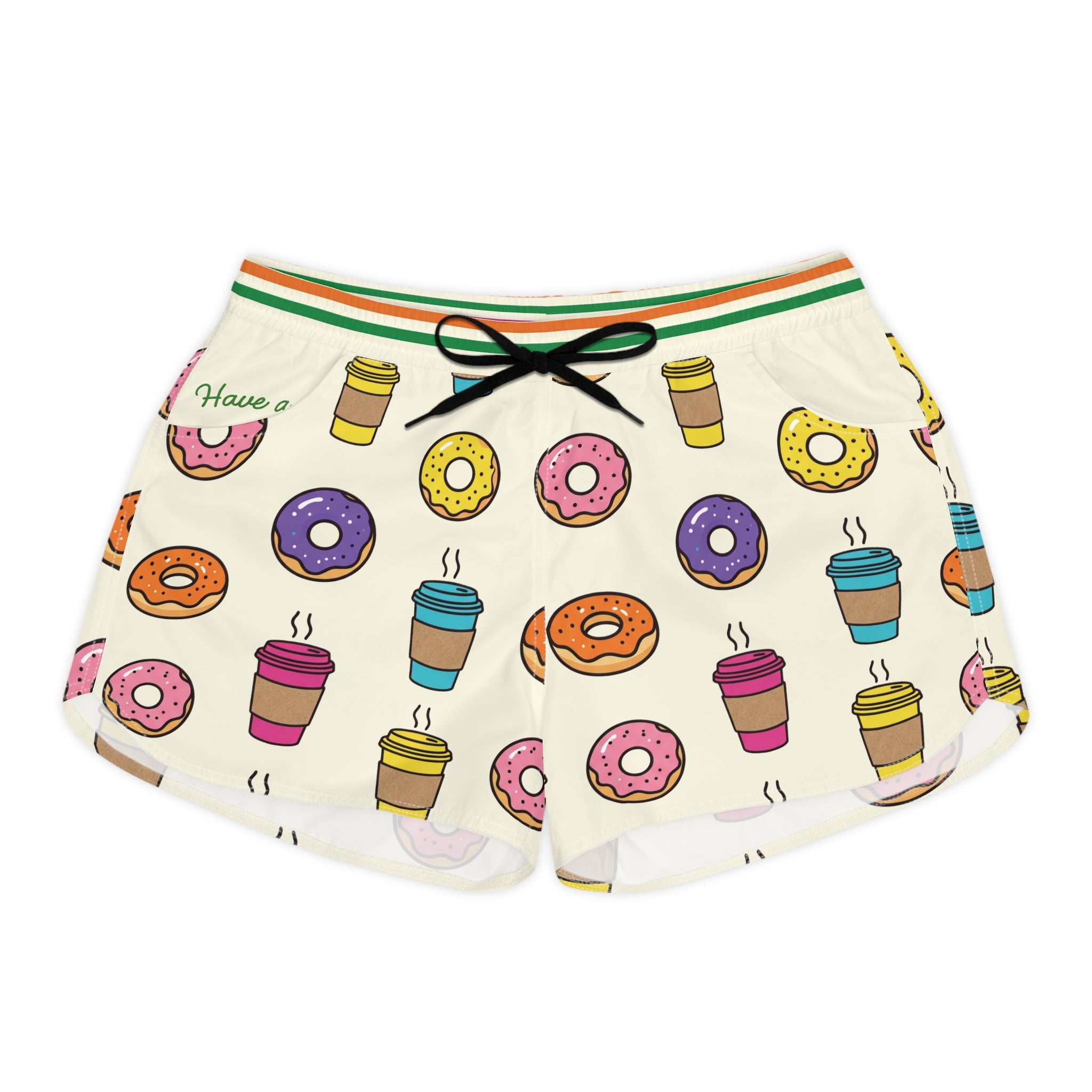 Donut & Coffee Print Women's Casual Shorts — Cute Breakfast Lounge Shorts