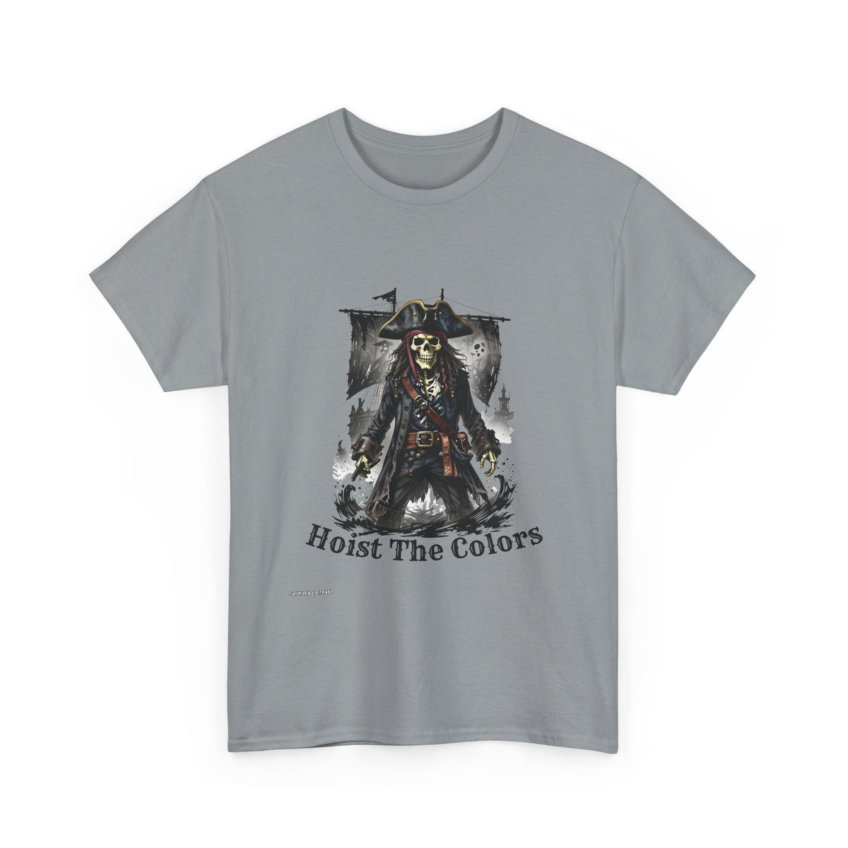 Pirate Skeleton with Flag Hoist The Colors Tee | Skull Captain Shirt