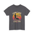Lawn Care Dad's Therapy T-Shirt | Retro Sunset Mowing Design