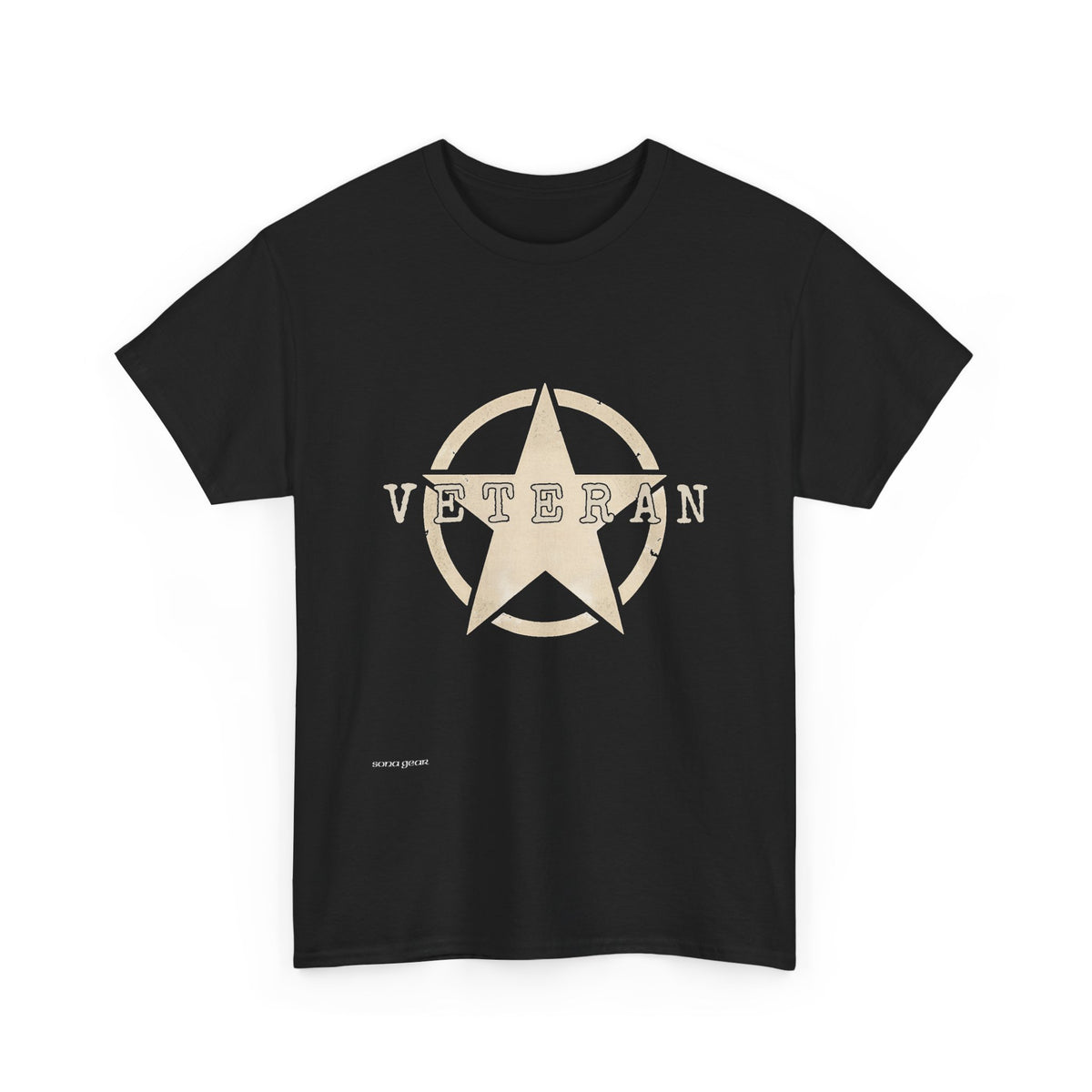 Vintage Star Emblem Tee | Distressed Beige Military Star Design