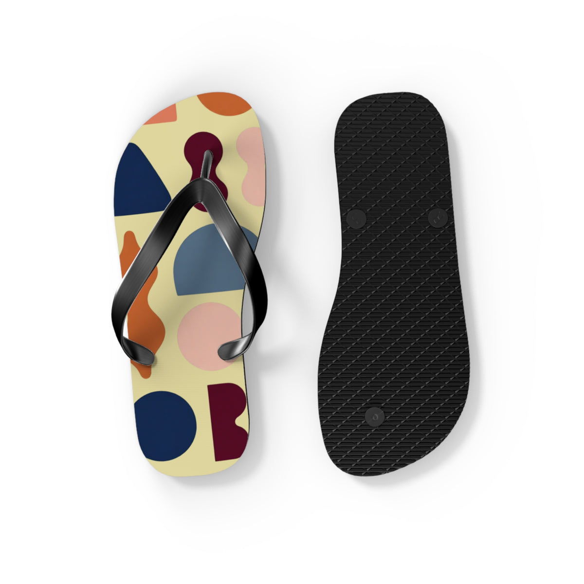 Abstract Colorblock Flip Flops – Retro Geometric Summer Sandals
