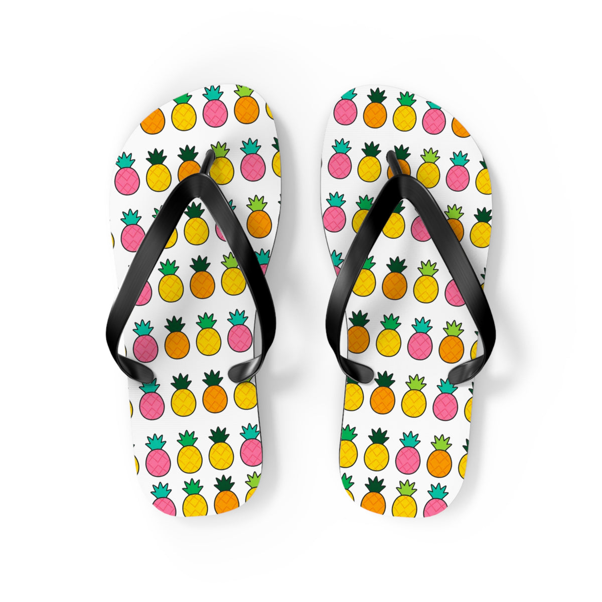 Pineapple Pattern Flip Flops — Colorful Tropical Beach Sandals