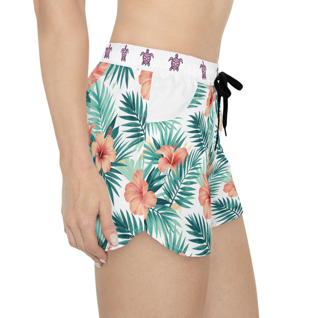 Tropical Hibiscus Women's Casual Shorts — Floral Beach AOP Lounge Shorts