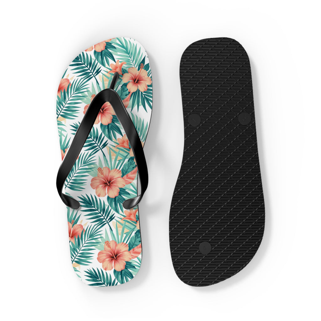 Tropical Hibiscus Flip Flops — Floral Palm Beach Sandals