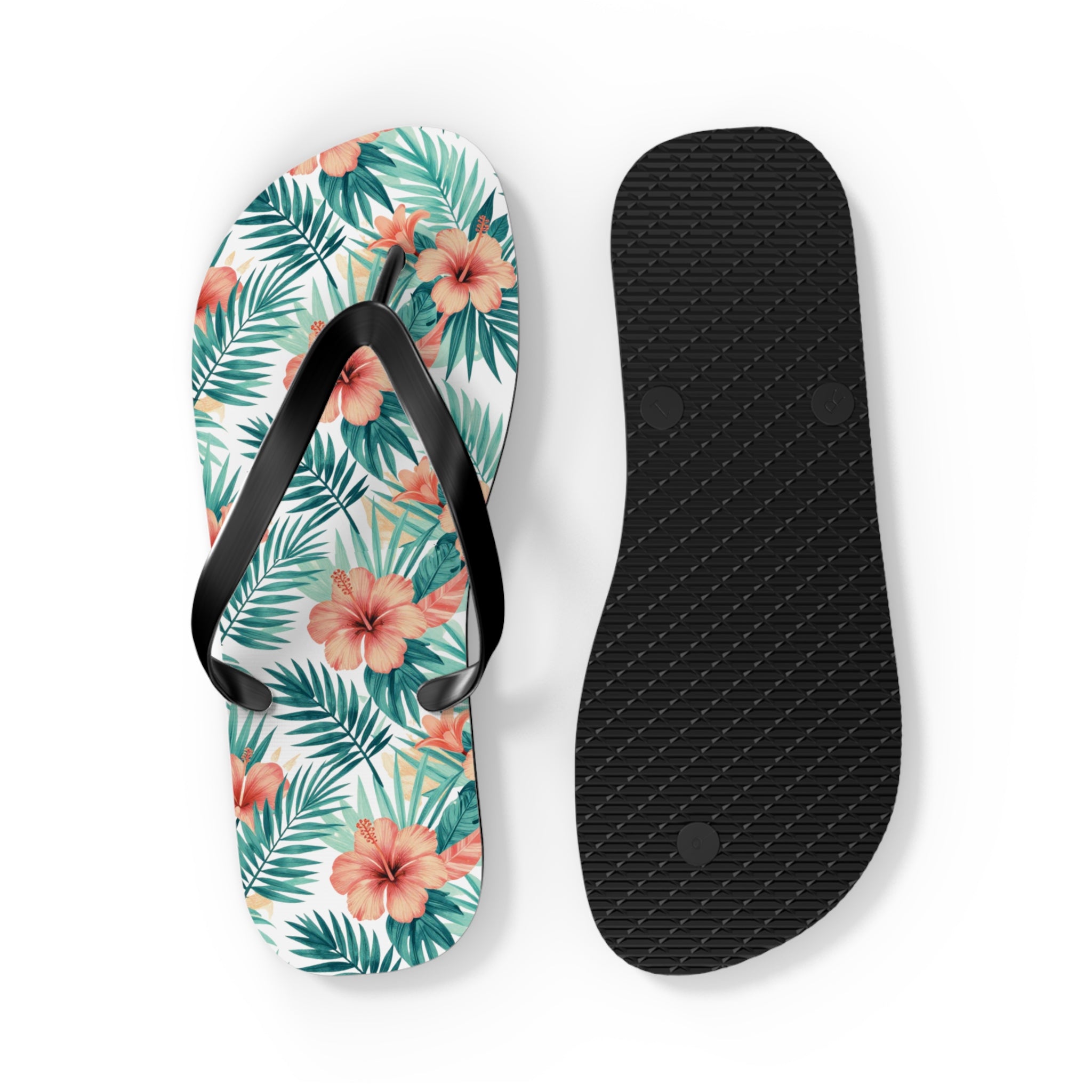Tropical Hibiscus Flip Flops — Floral Palm Beach Sandals